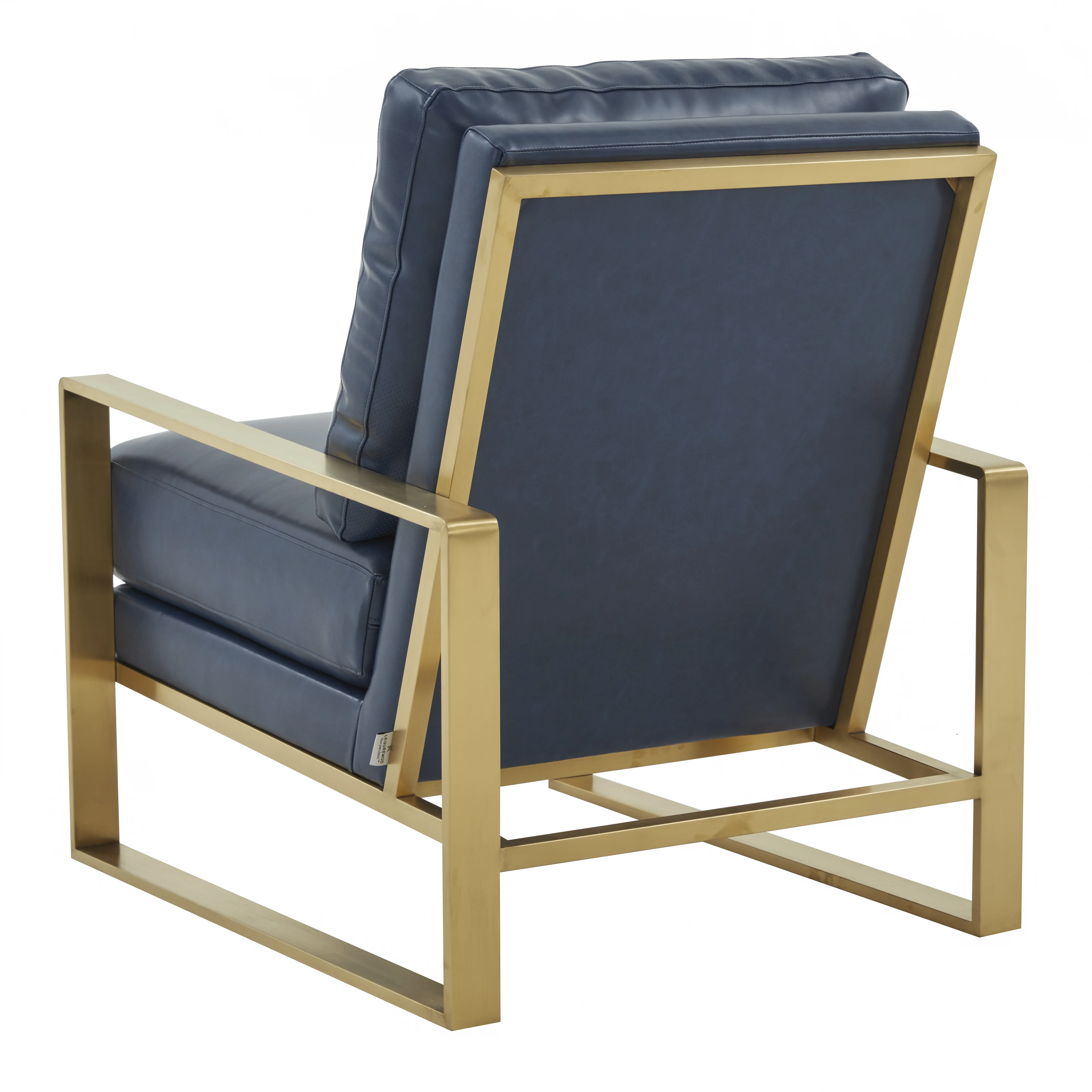 Jefferson Leather Modern Design Accent Armchair With Elegant Gold Frame
