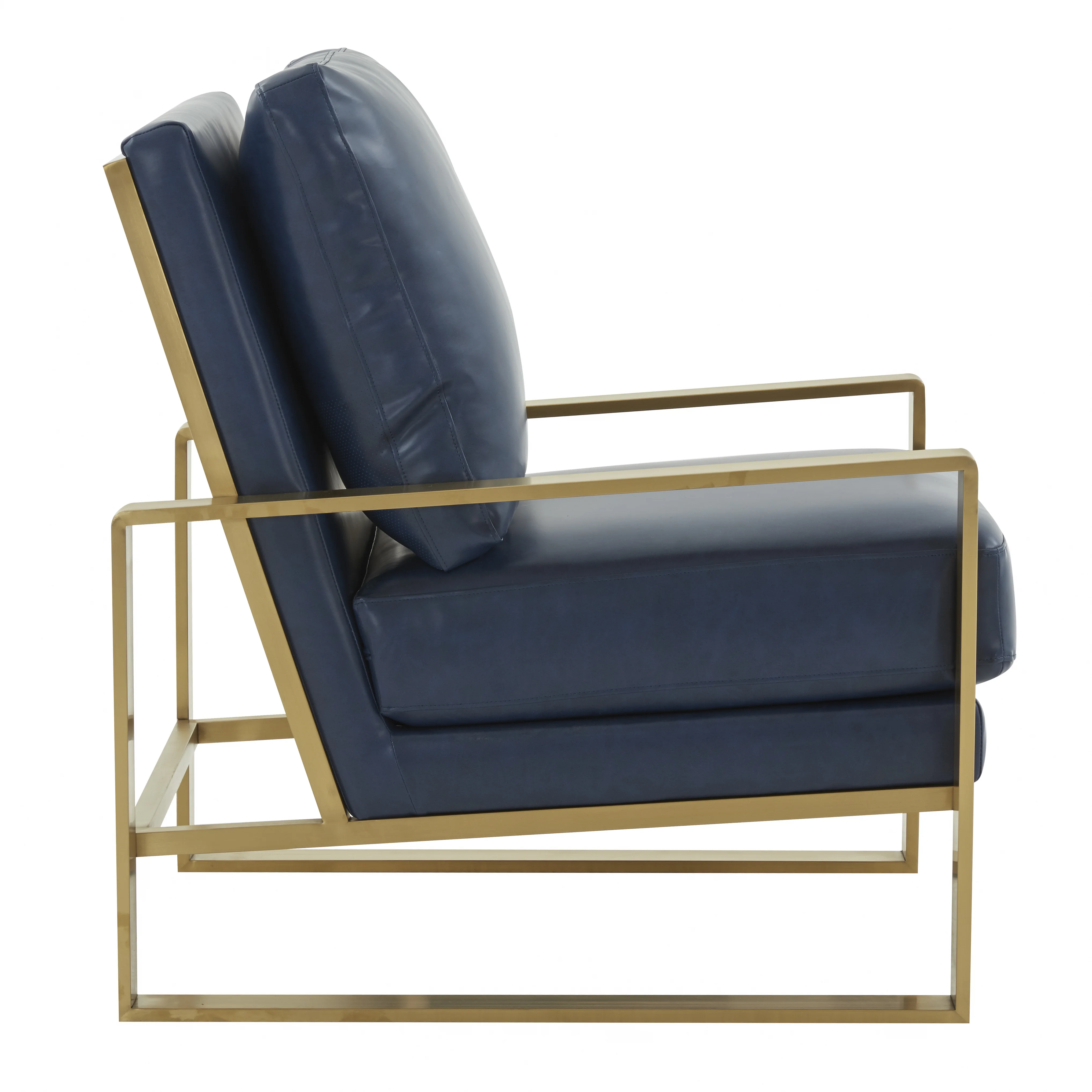 Jefferson Leather Modern Design Accent Armchair With Elegant Gold Frame