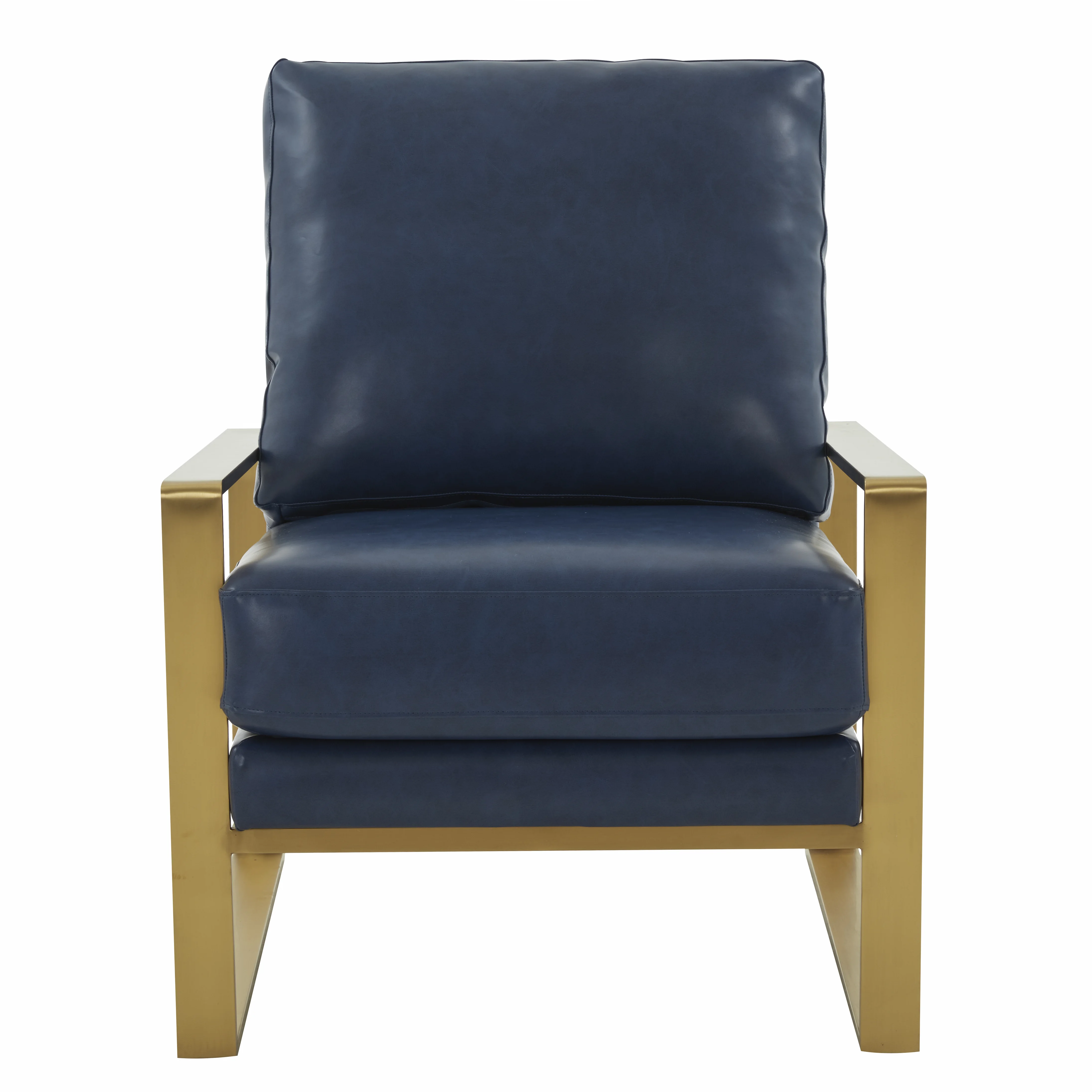 Jefferson Leather Modern Design Accent Armchair With Elegant Gold Frame