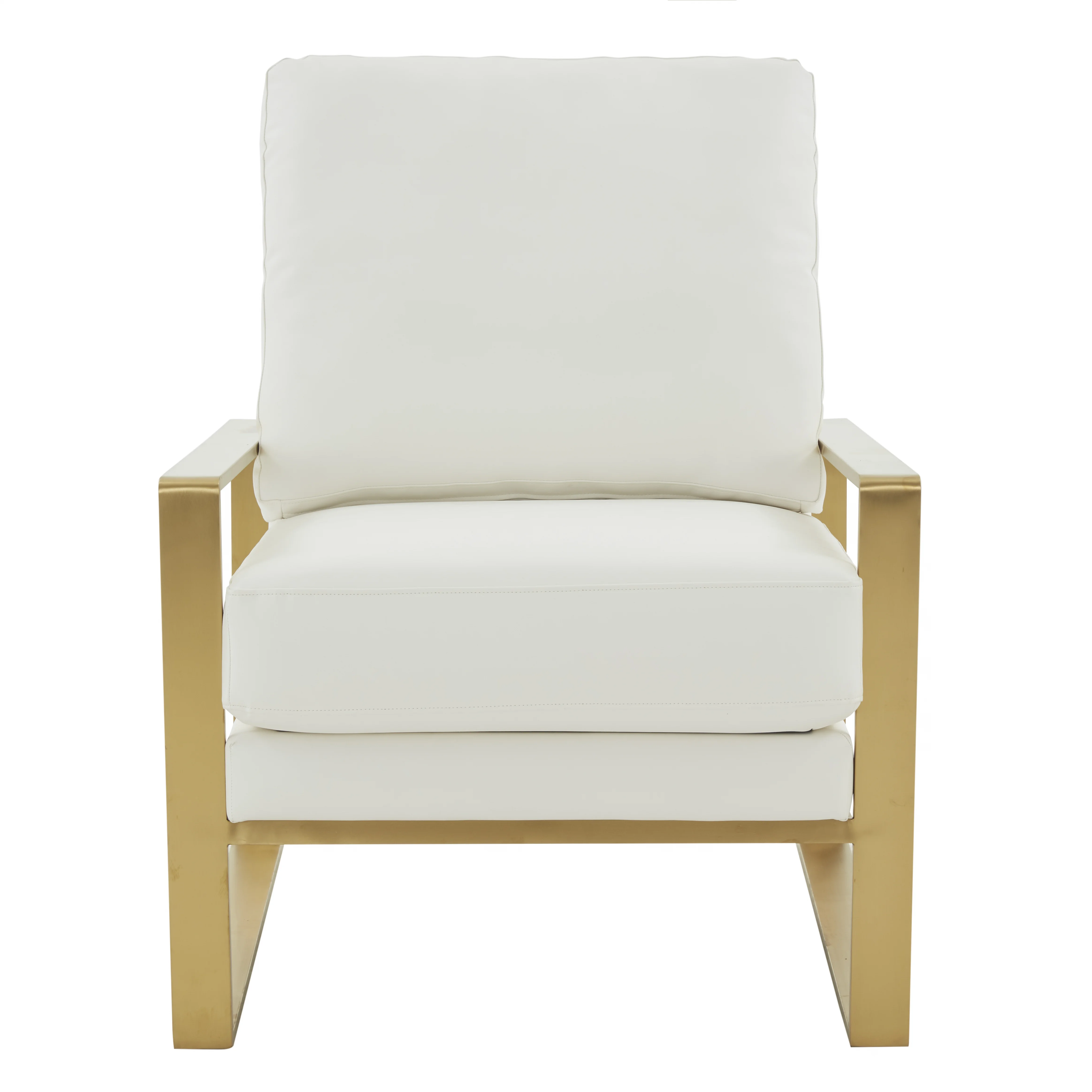 Jefferson Leather Modern Design Accent Armchair With Elegant Gold Frame