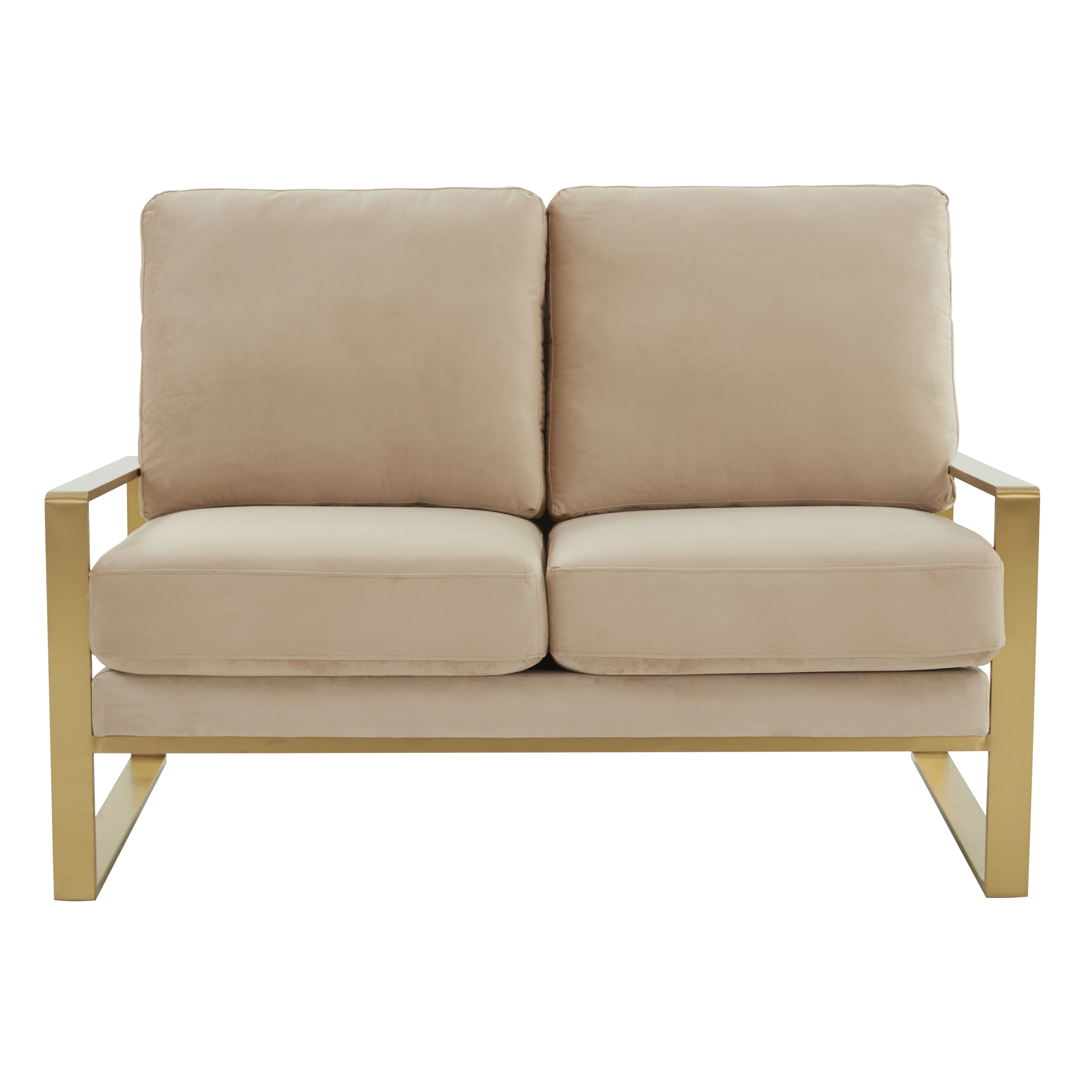 Jefferson Contemporary Modern Velvet Loveseat With Gold Frame