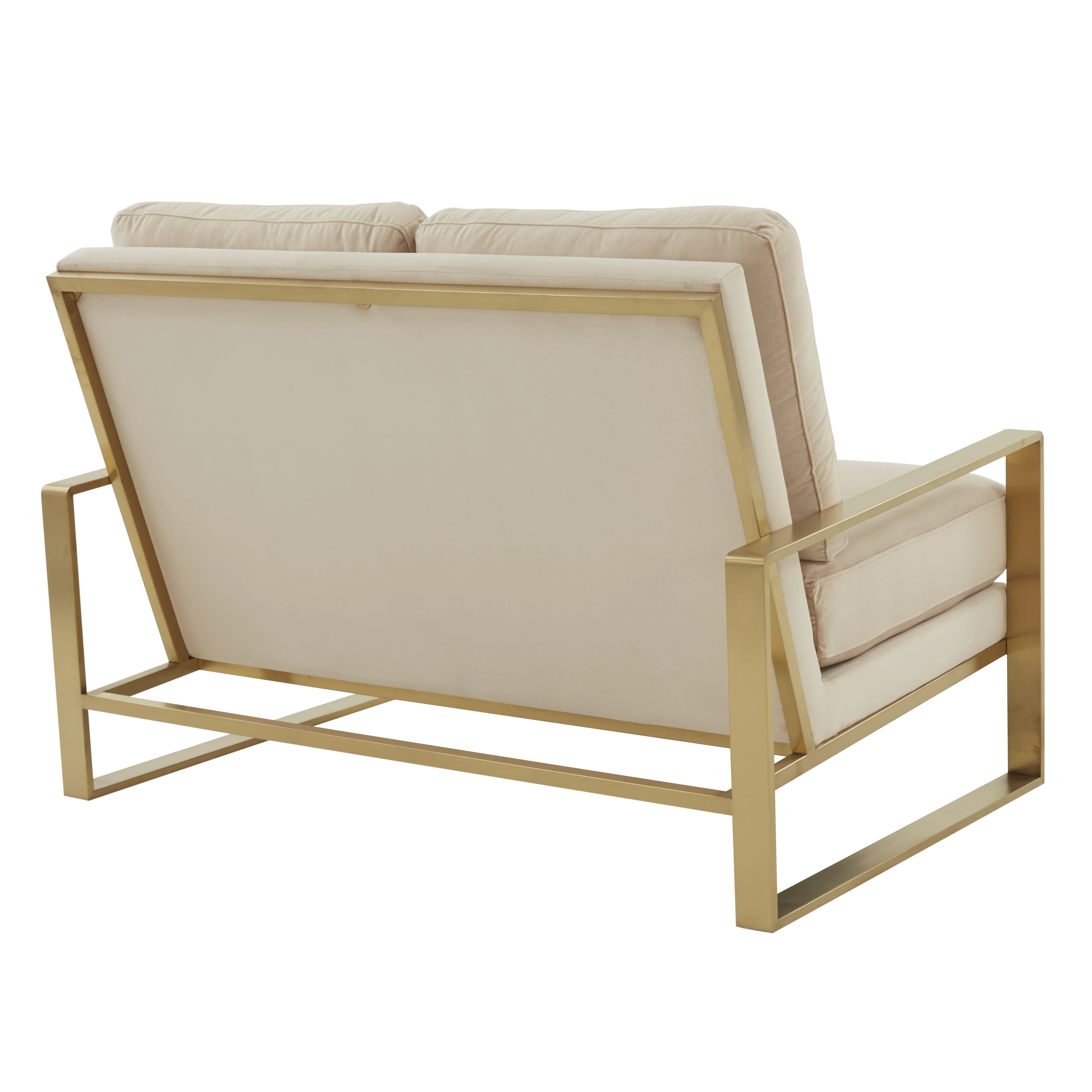 Jefferson Contemporary Modern Velvet Loveseat With Gold Frame