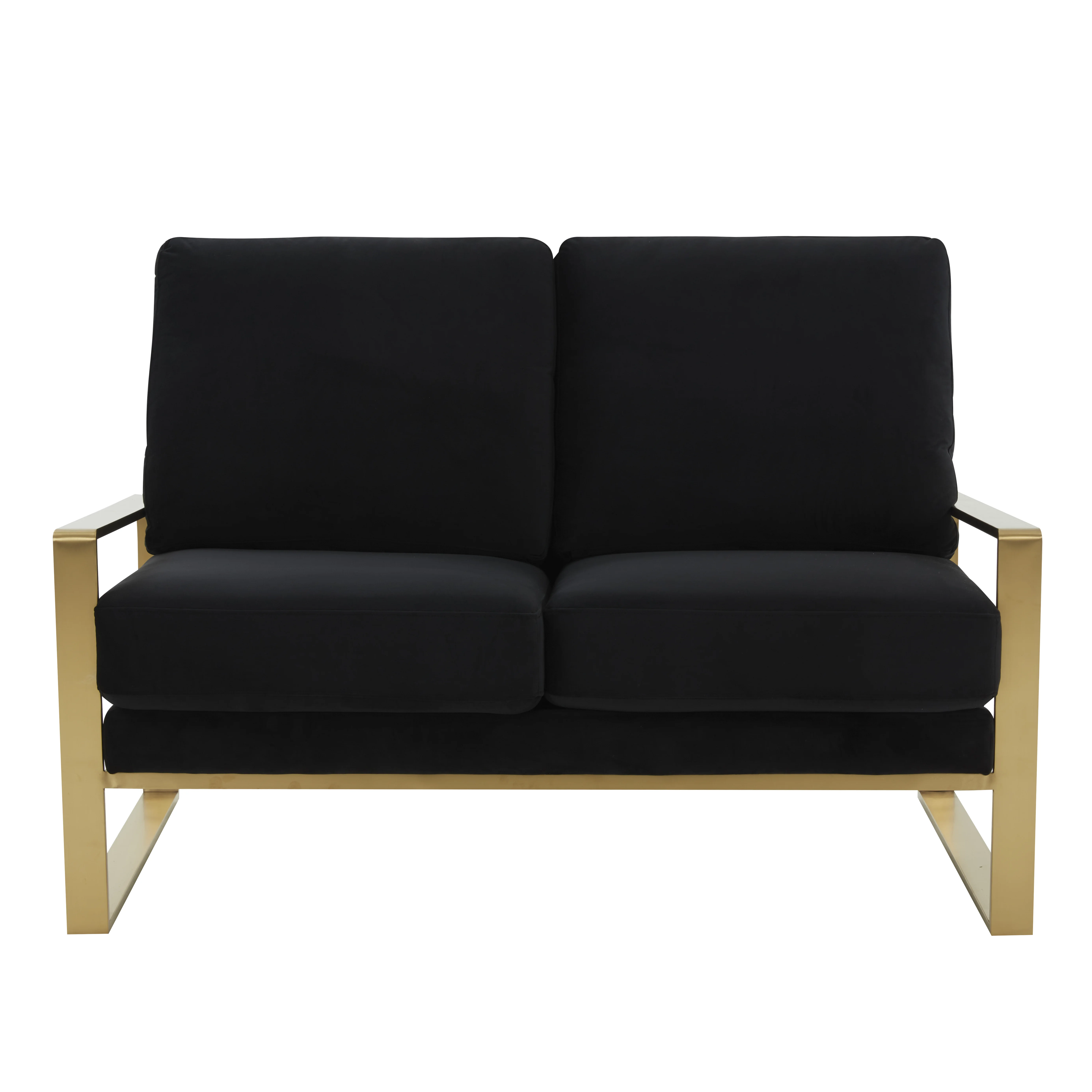 Jefferson Contemporary Modern Velvet Loveseat With Gold Frame