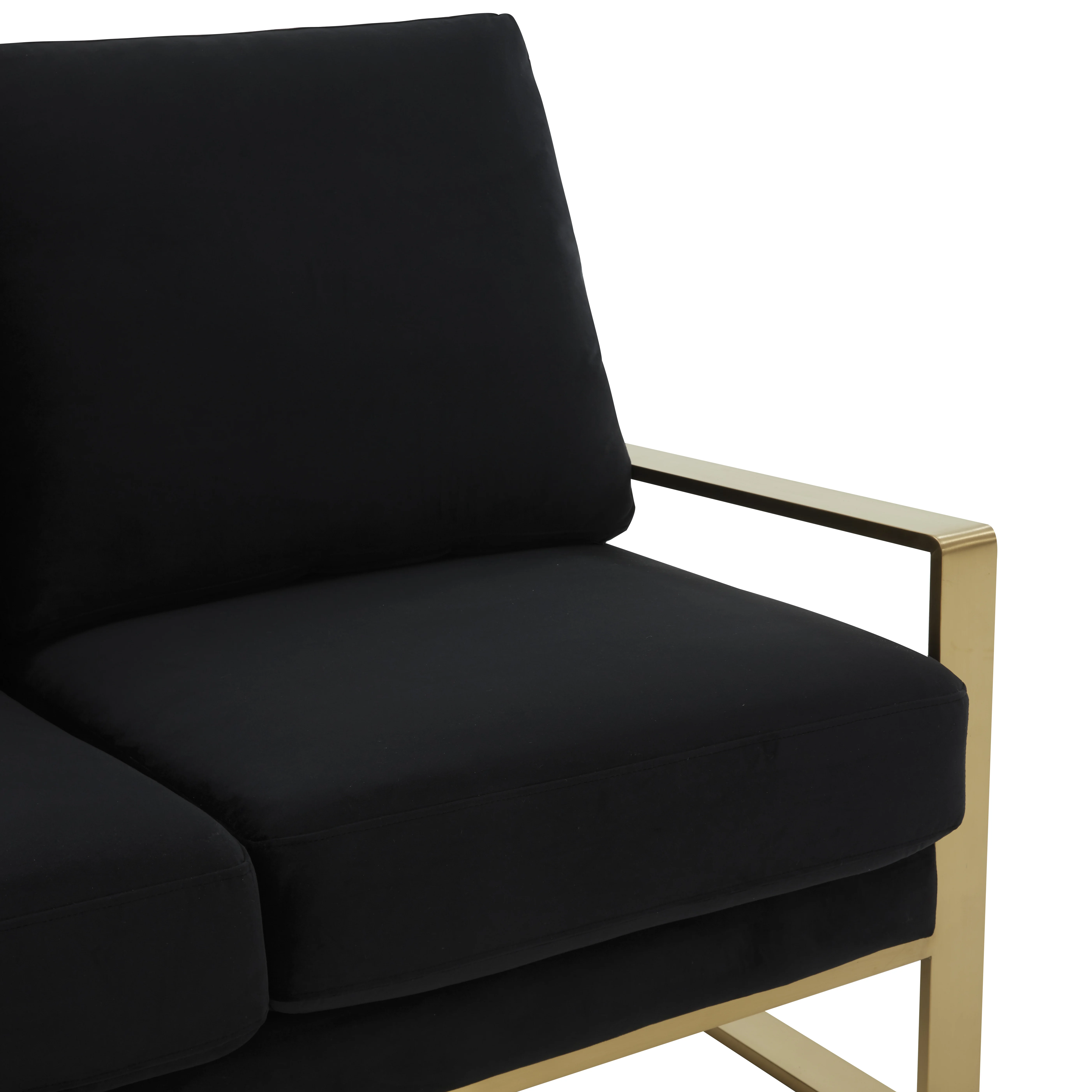 Jefferson Contemporary Modern Velvet Loveseat With Gold Frame