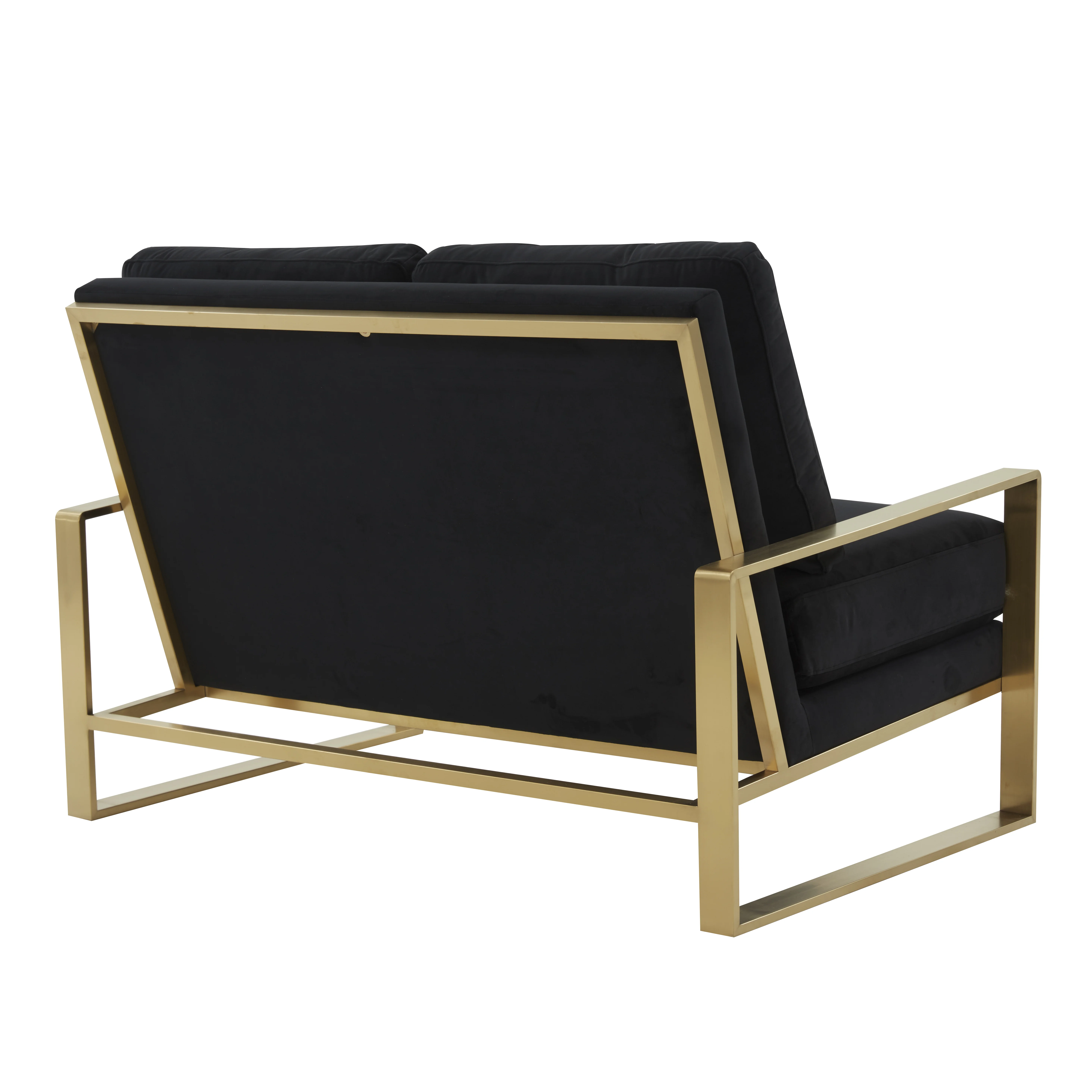 Jefferson Contemporary Modern Velvet Loveseat With Gold Frame
