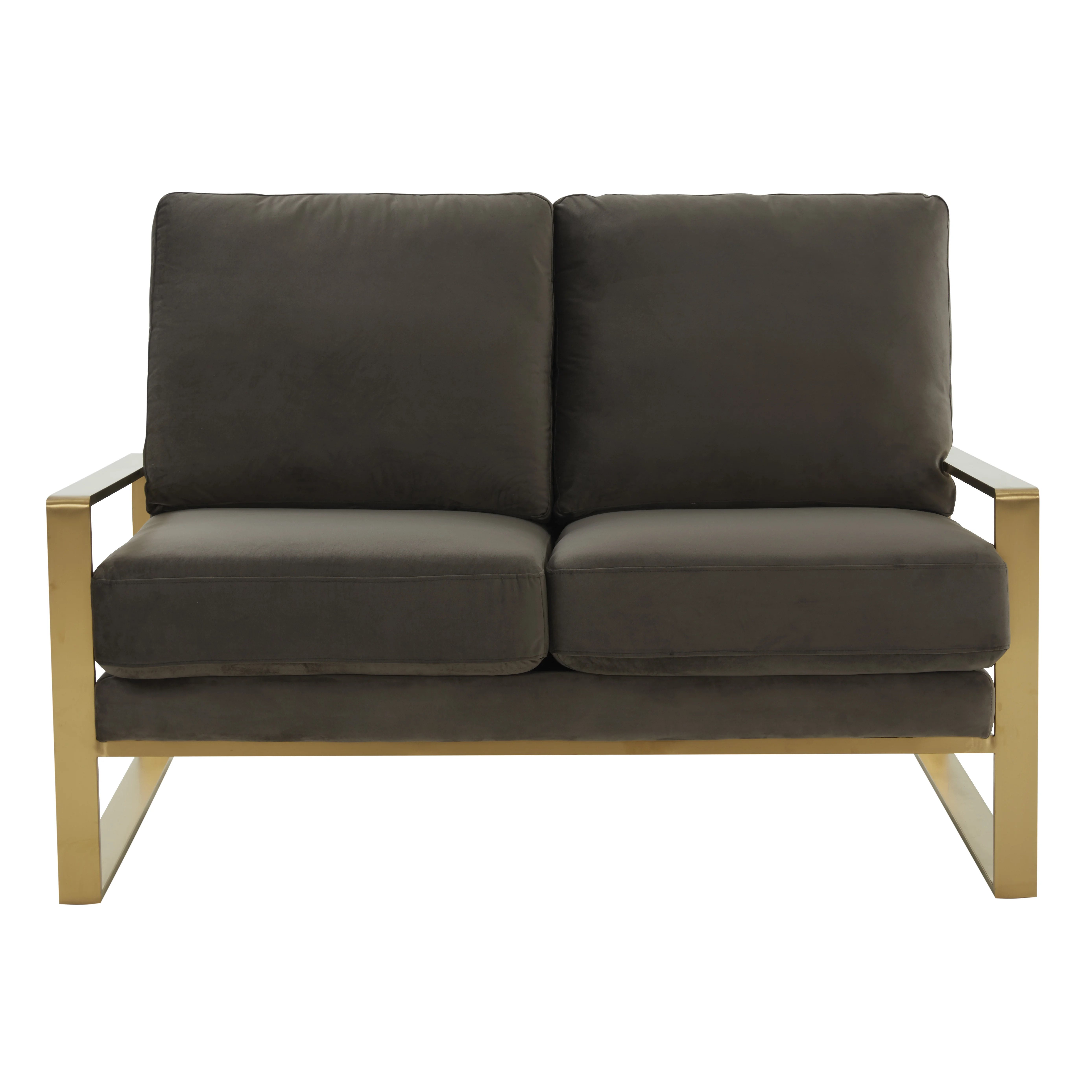 Jefferson Contemporary Modern Velvet Loveseat With Gold Frame