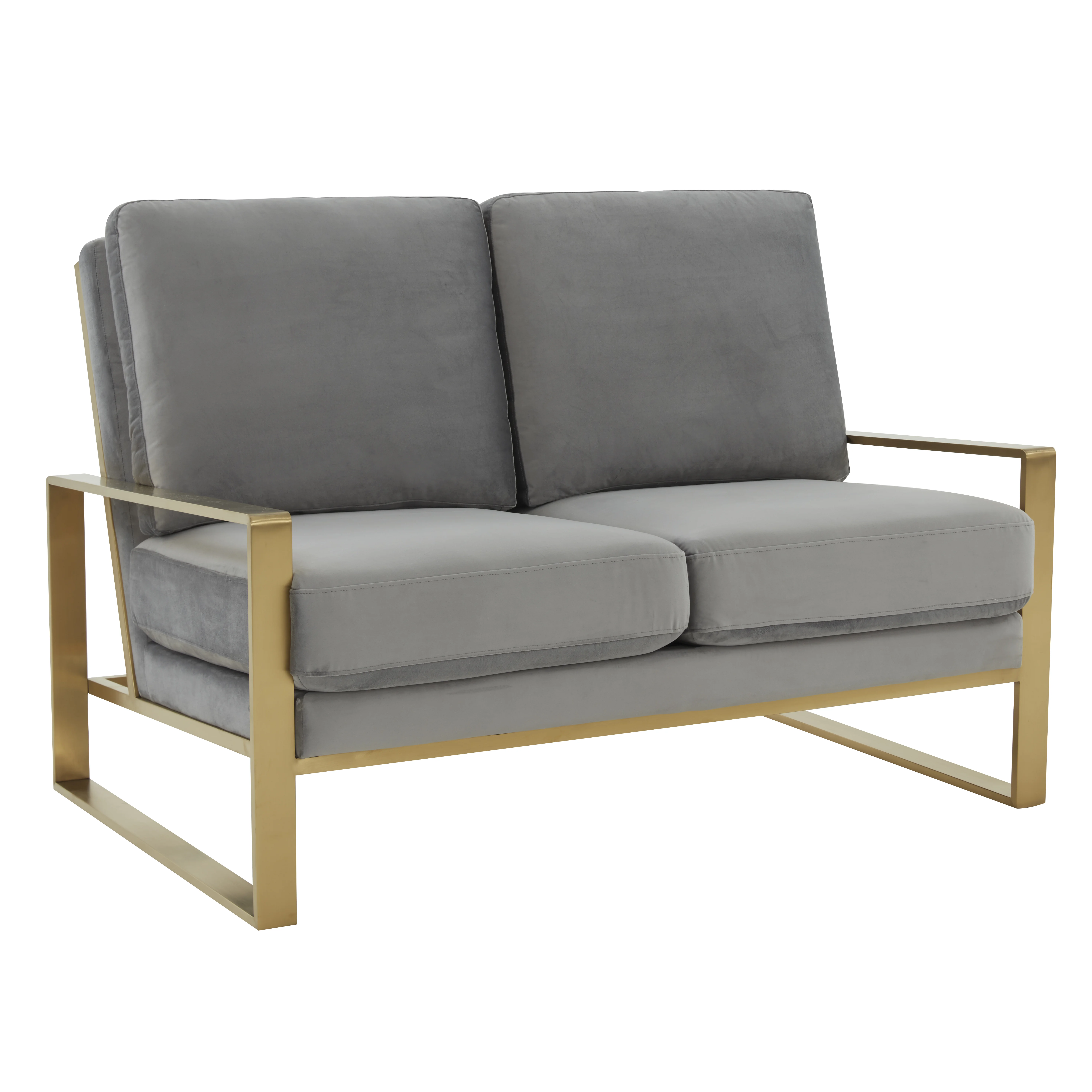 Jefferson Contemporary Modern Velvet Loveseat With Gold Frame