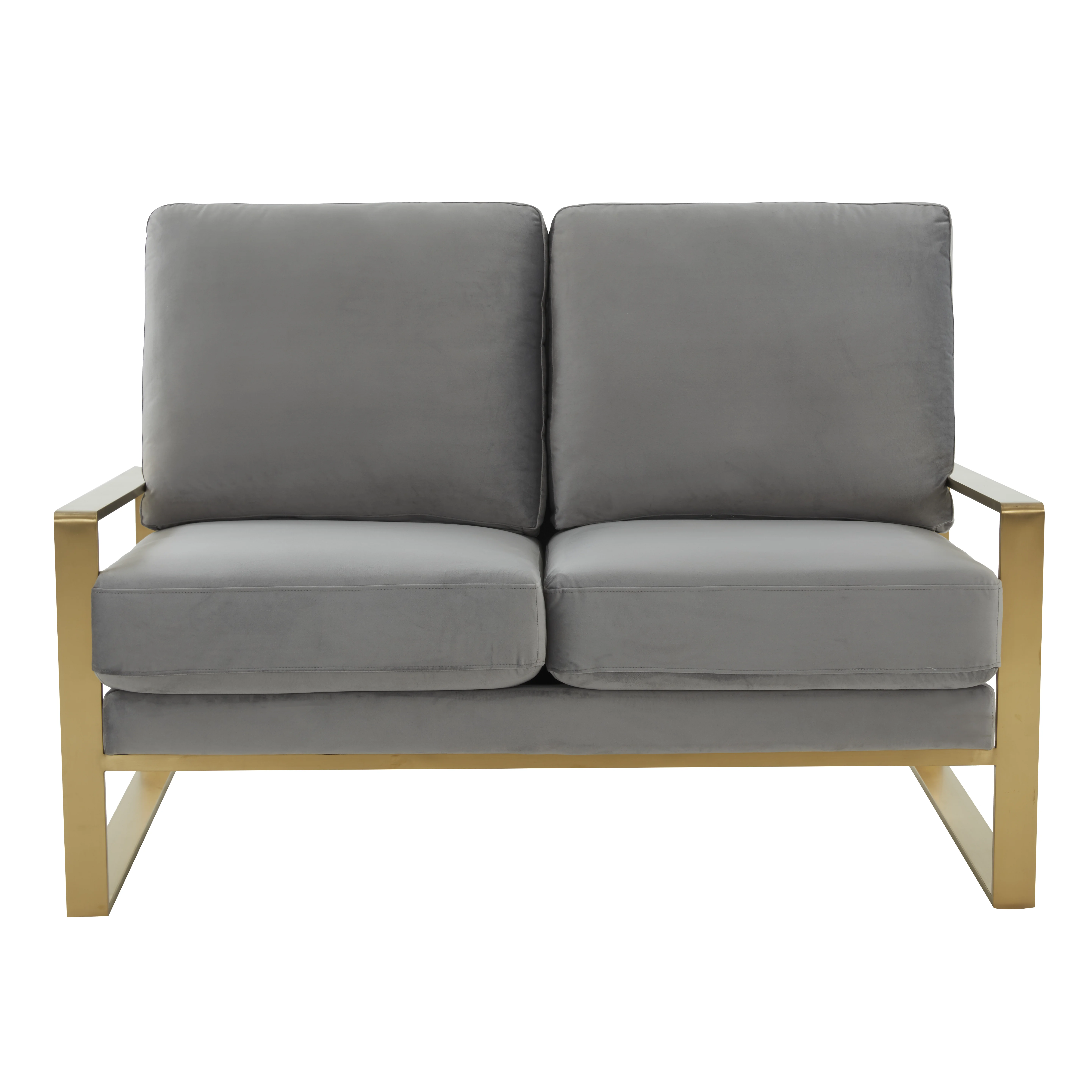 Jefferson Contemporary Modern Velvet Loveseat With Gold Frame