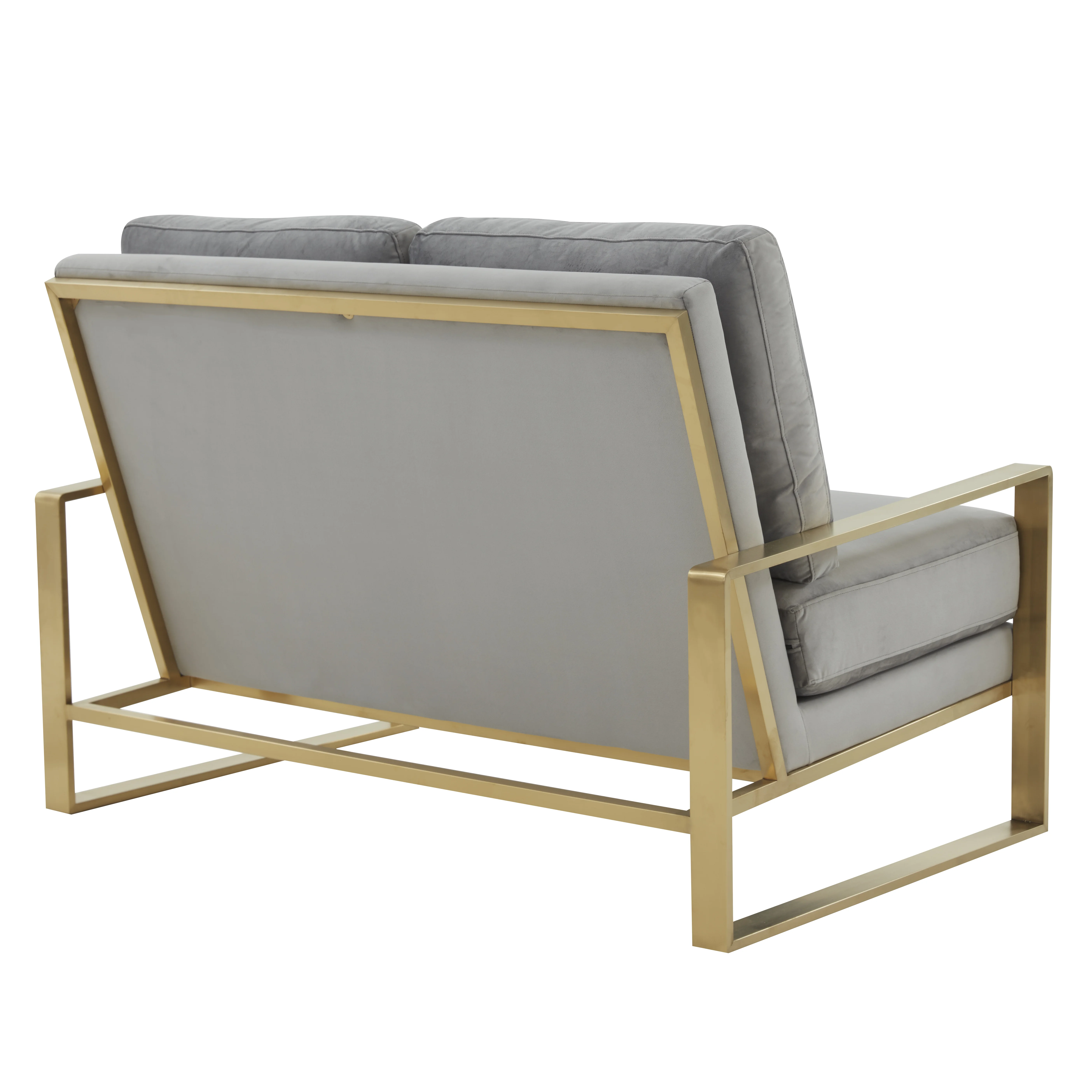 Jefferson Contemporary Modern Velvet Loveseat With Gold Frame