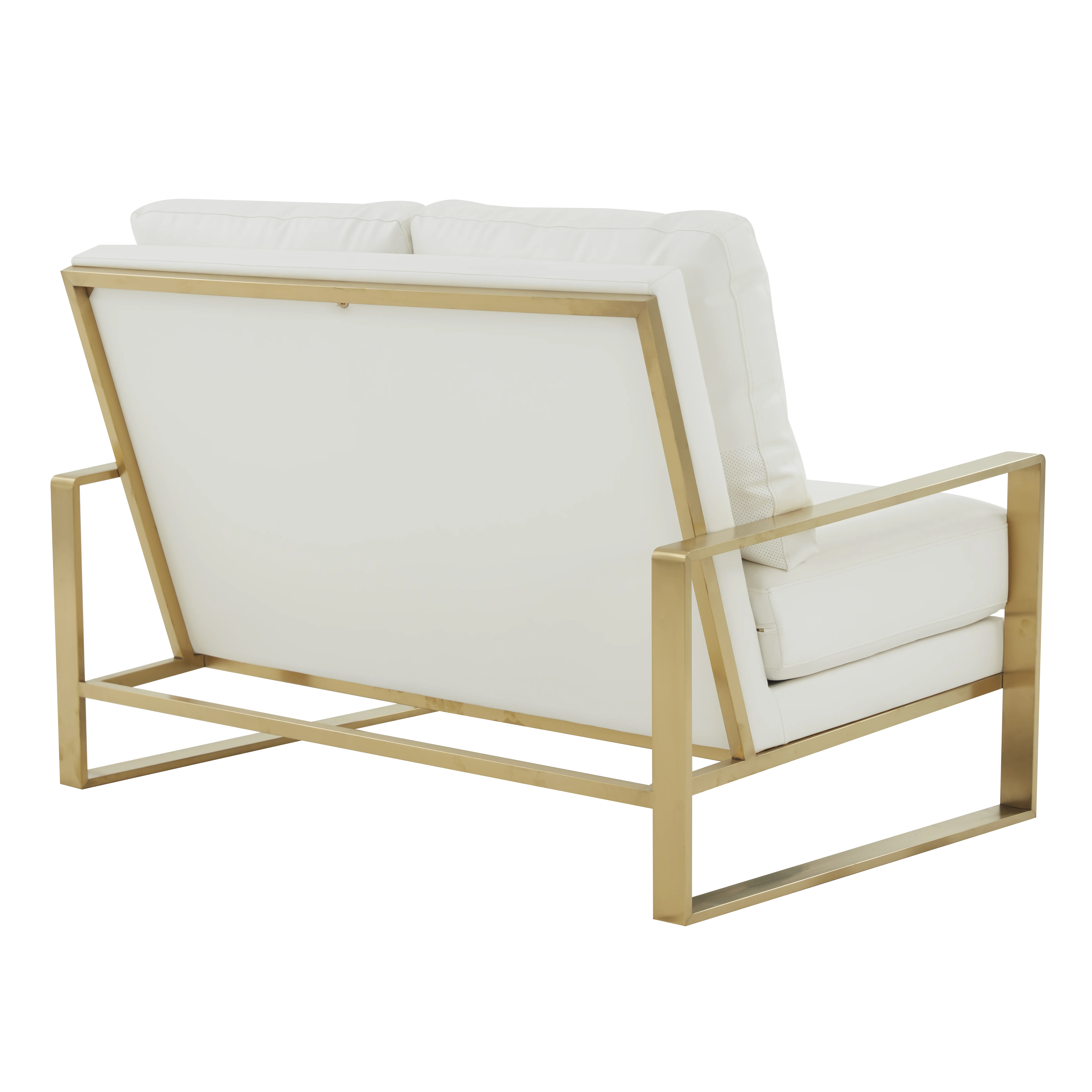 Jefferson - Leather Loveseat - Gold Frame - White