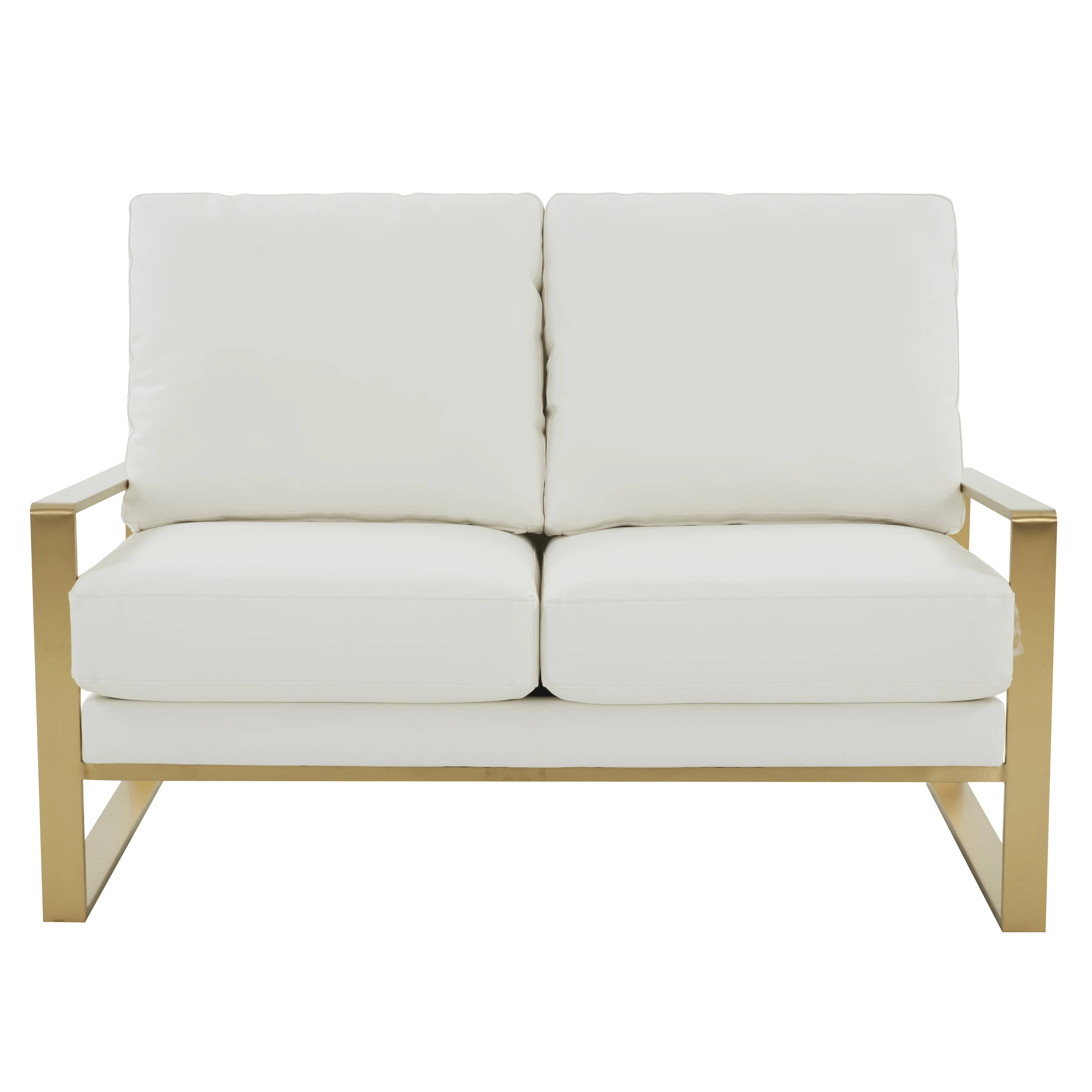 Jefferson - Leather Loveseat - Gold Frame - White