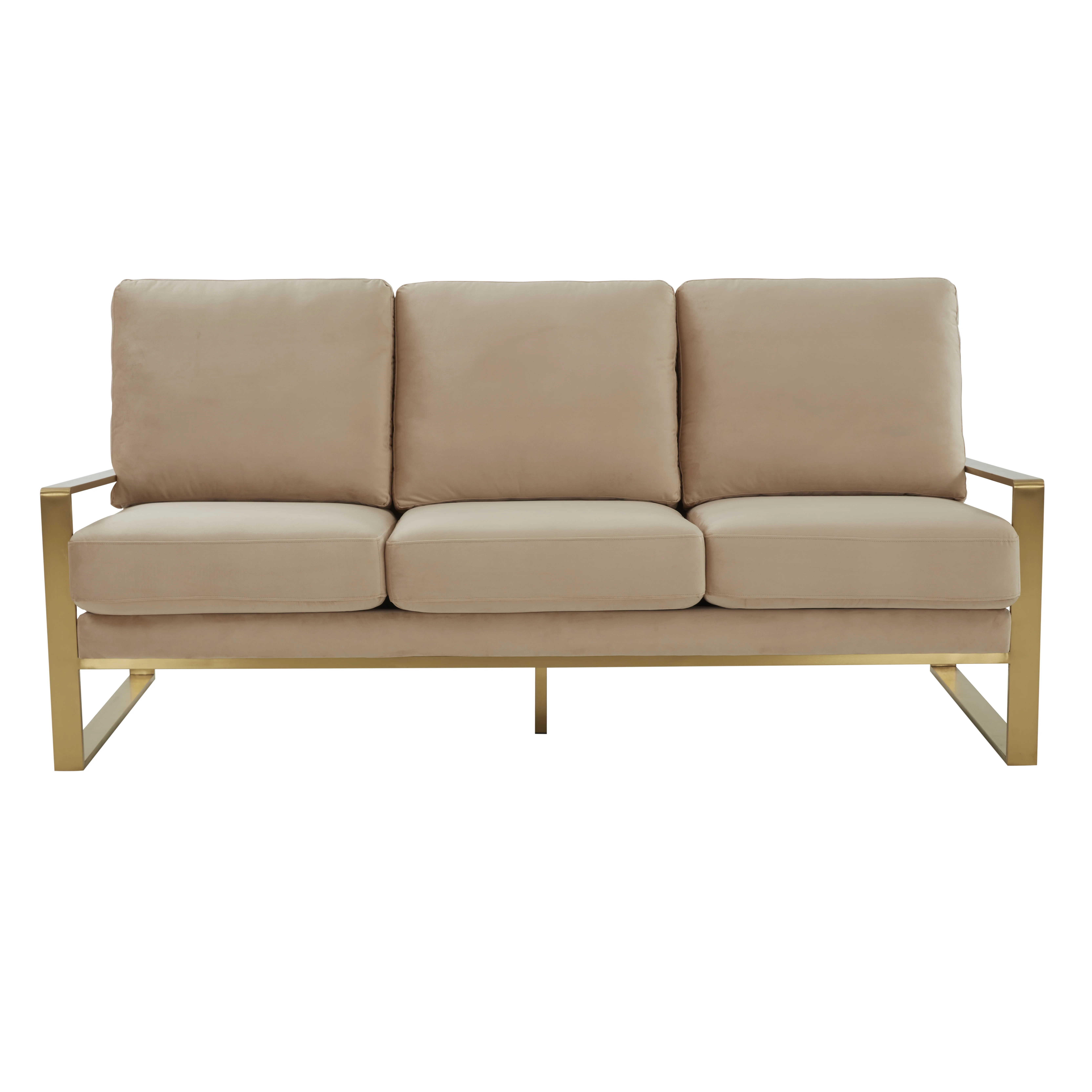 Jefferson Contemporary Modern Design Velvet Sofa With Gold Frame.