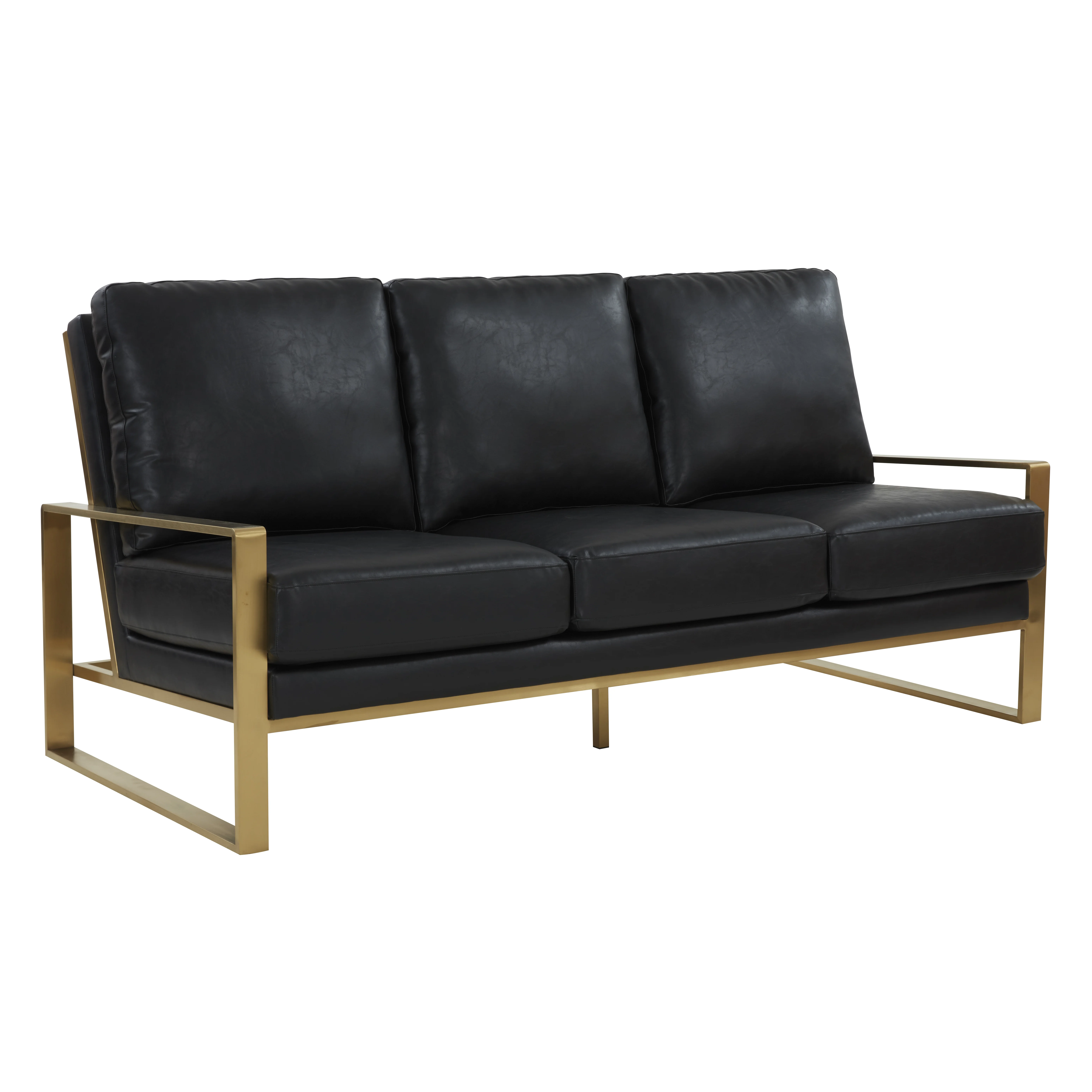 Jefferson Modern Design Leather Sofa With Gold Frame