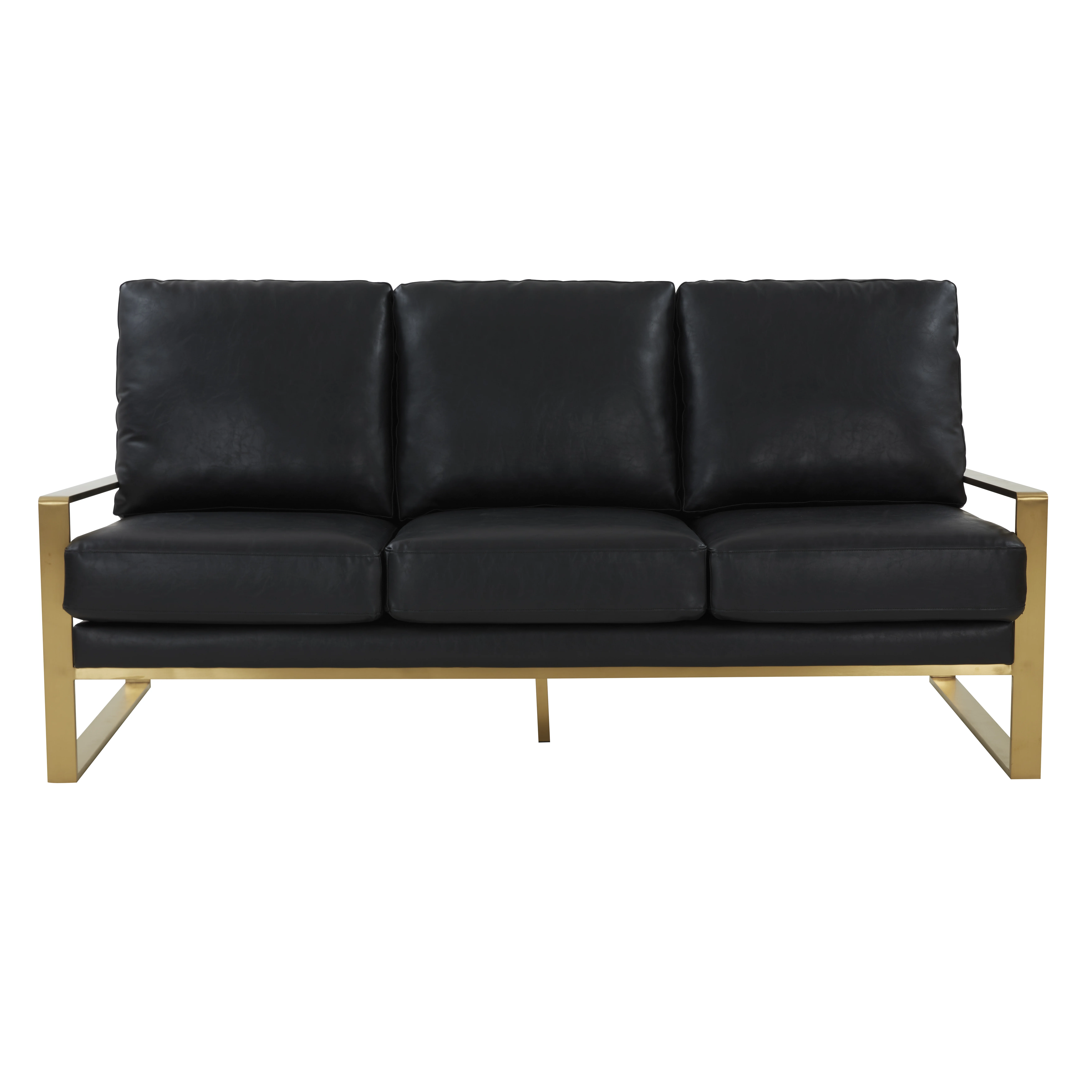 Jefferson Modern Design Leather Sofa With Gold Frame