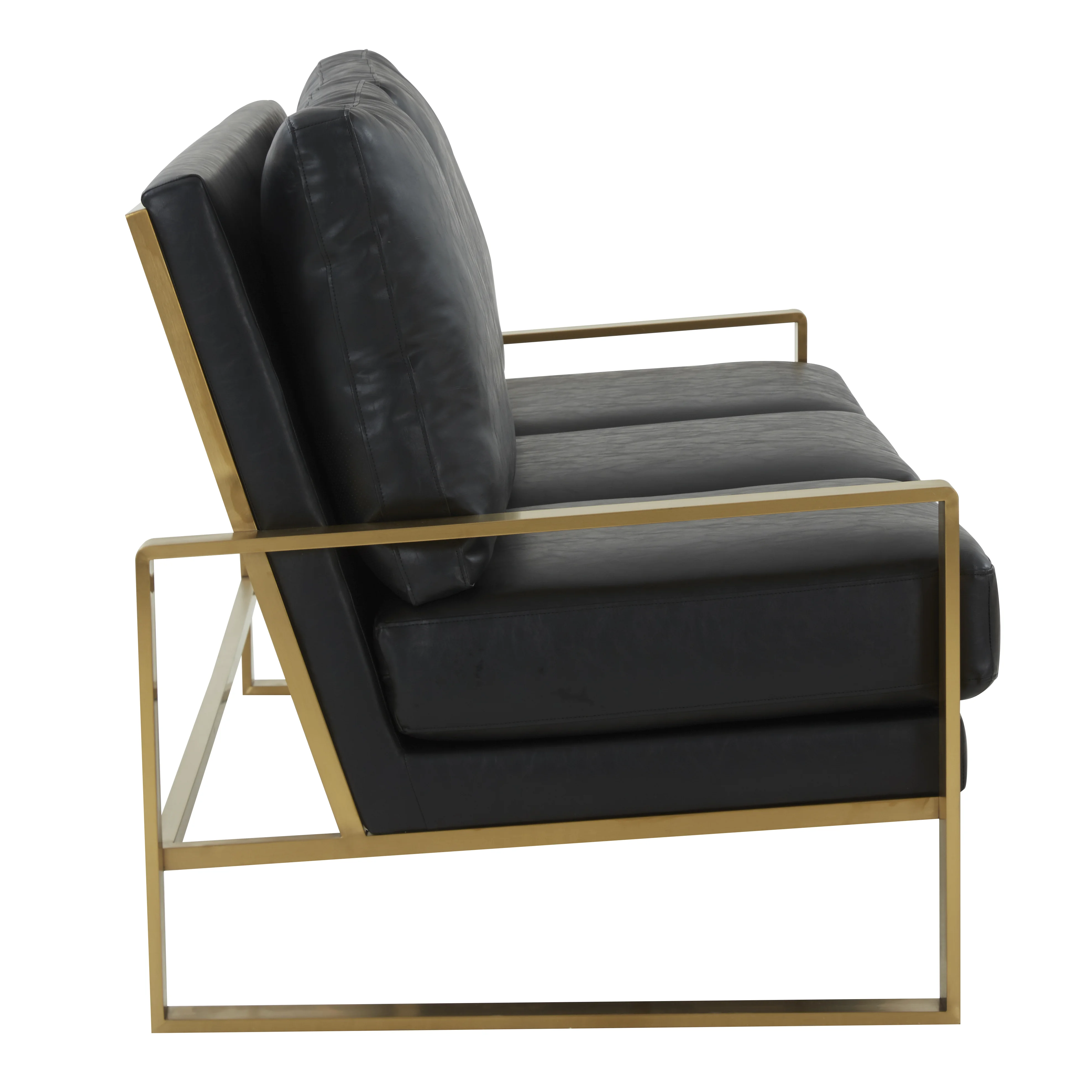 Jefferson Modern Design Leather Sofa With Gold Frame