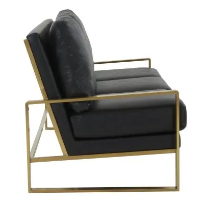 Jefferson Modern Design Leather Sofa With Gold Frame