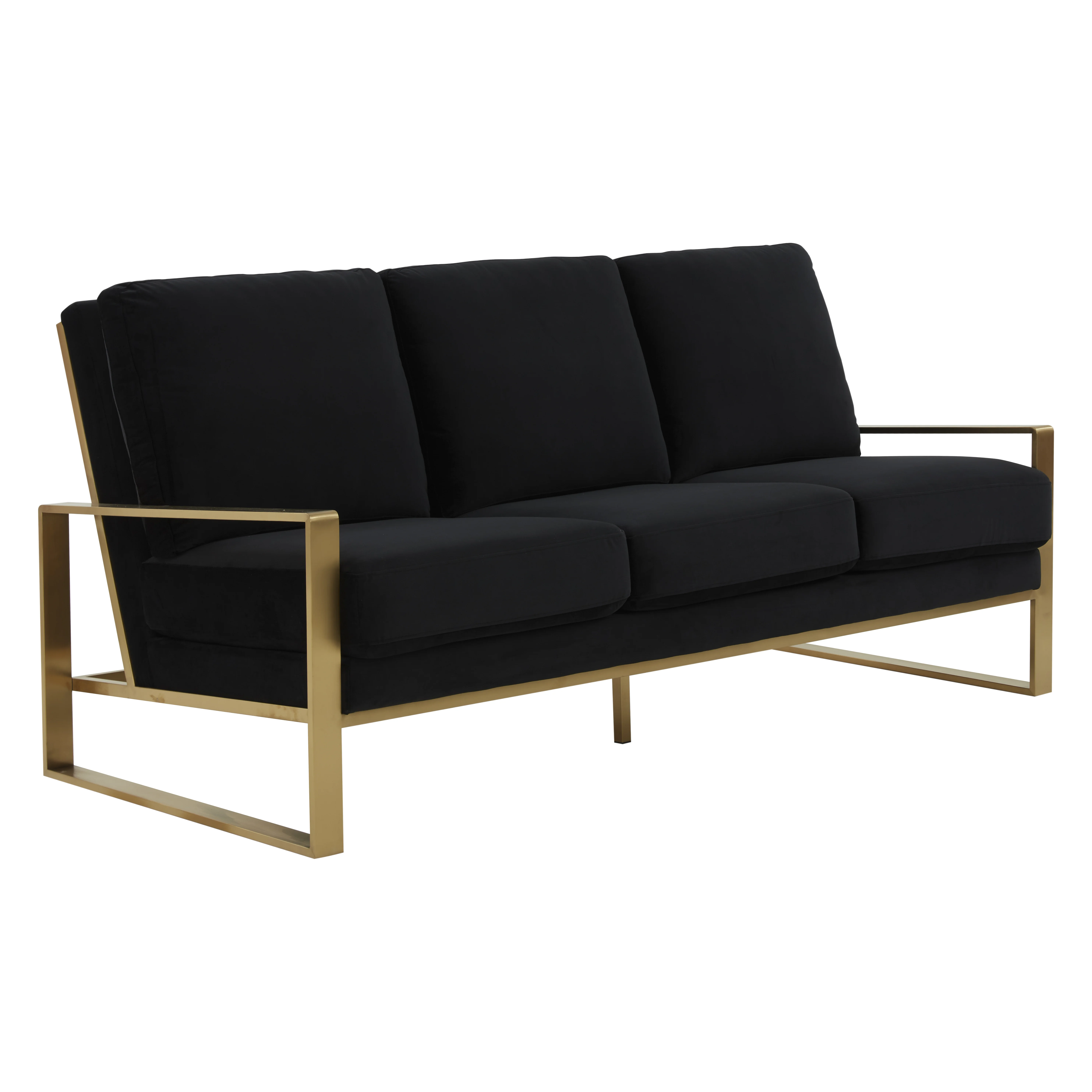 Jefferson Contemporary Modern Design Velvet Sofa With Gold Frame.