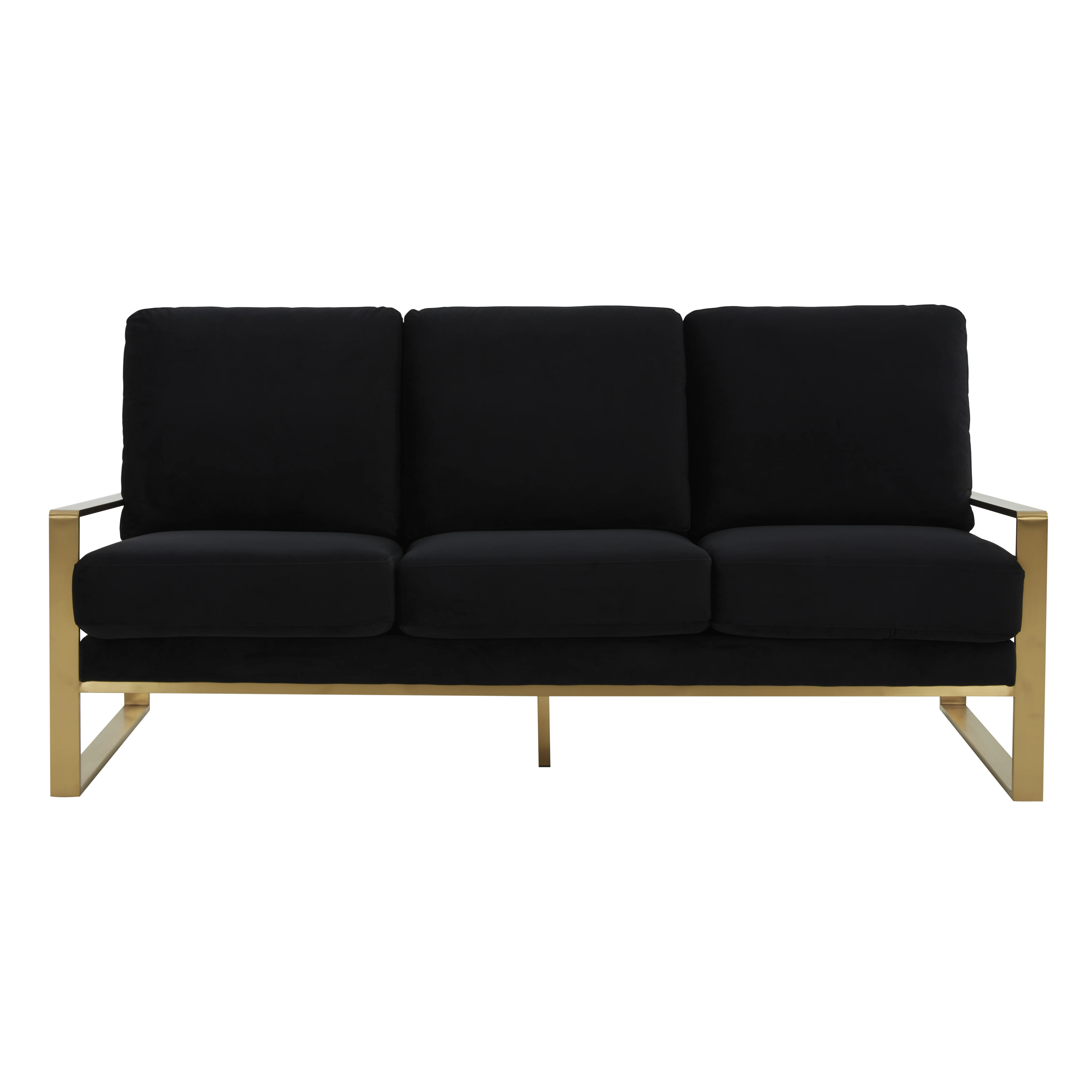 Jefferson Contemporary Modern Design Velvet Sofa With Gold Frame.