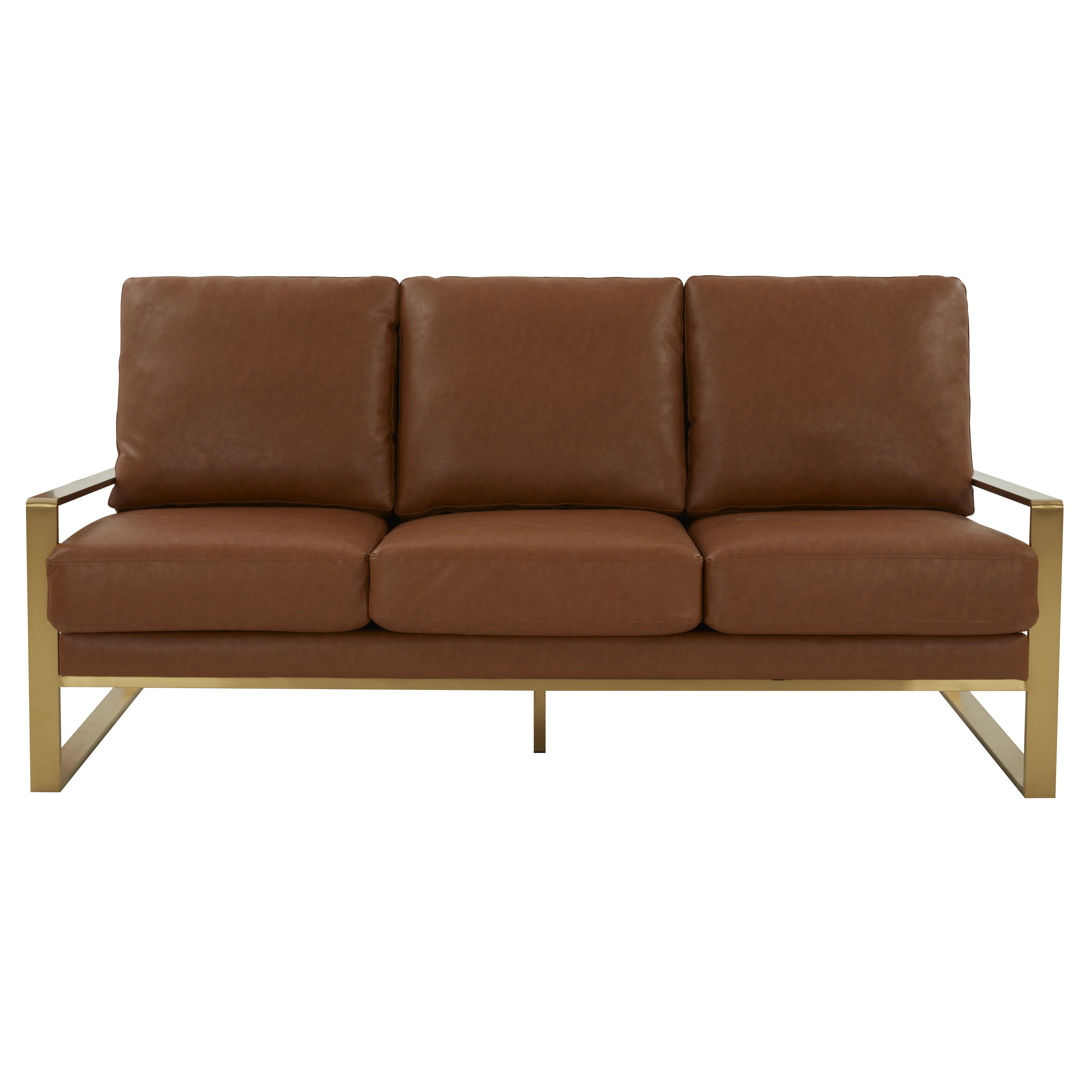 Jefferson Modern Design Leather Sofa With Gold Frame
