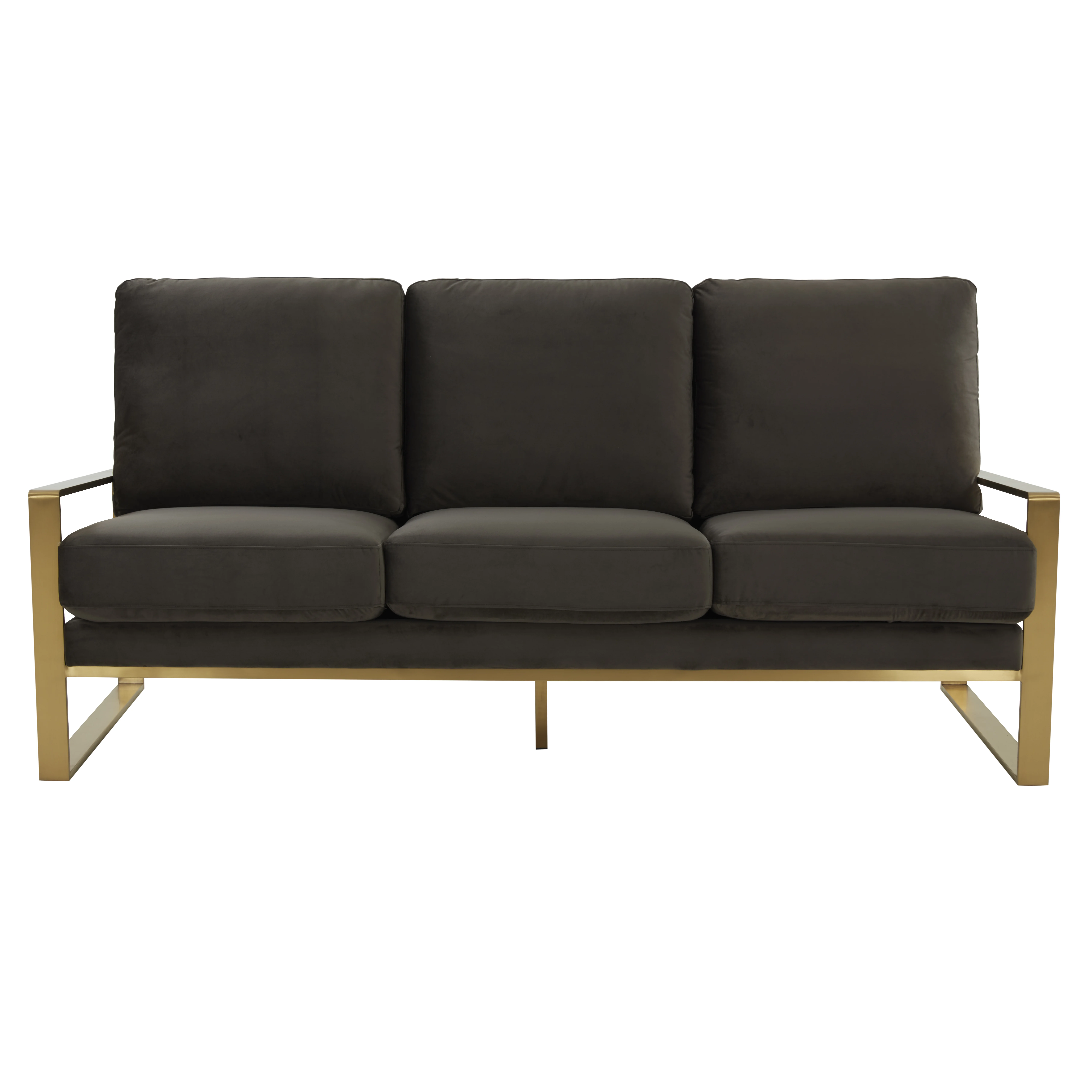 Jefferson Contemporary Modern Design Velvet Sofa With Gold Frame.