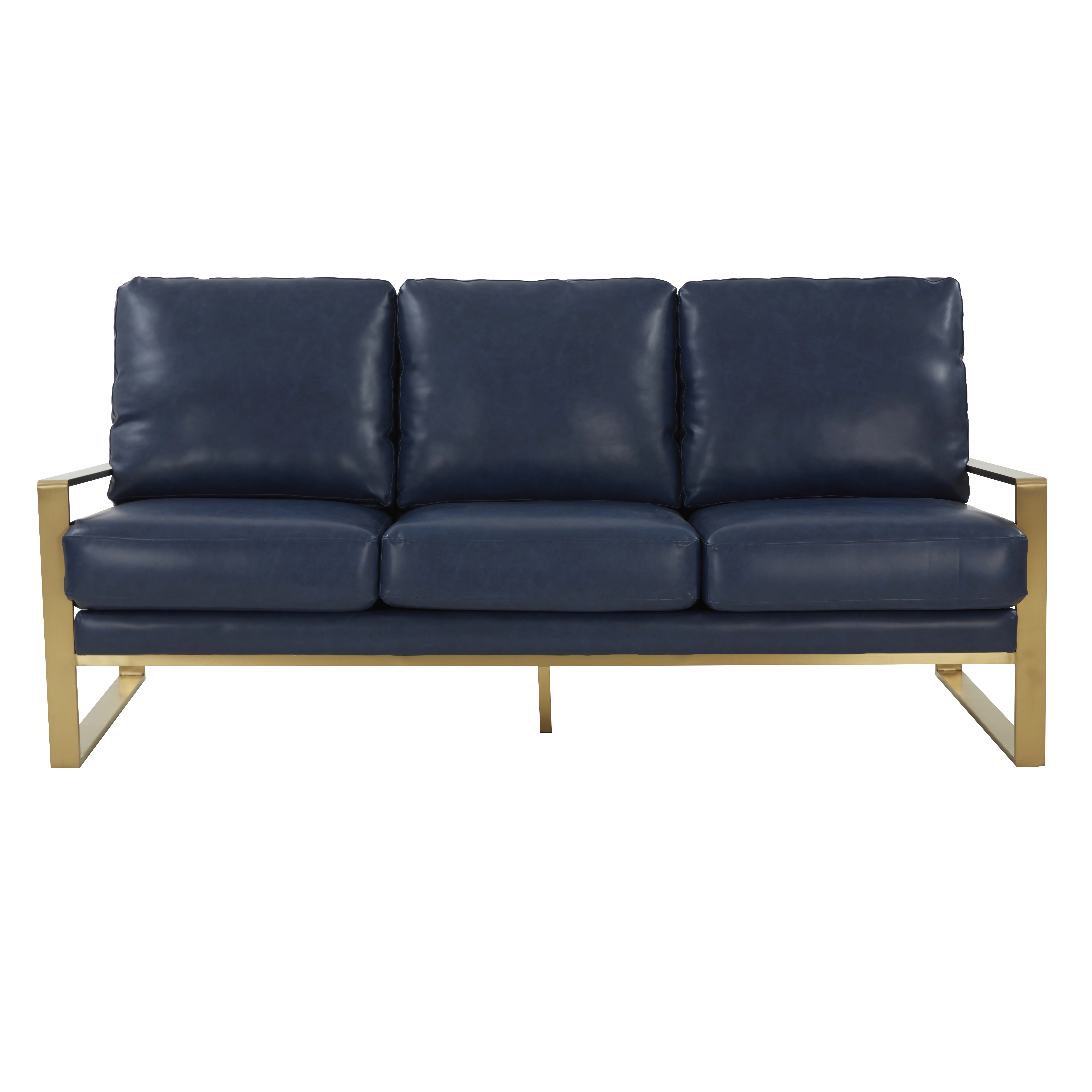 Jefferson Modern Design Leather Sofa With Gold Frame