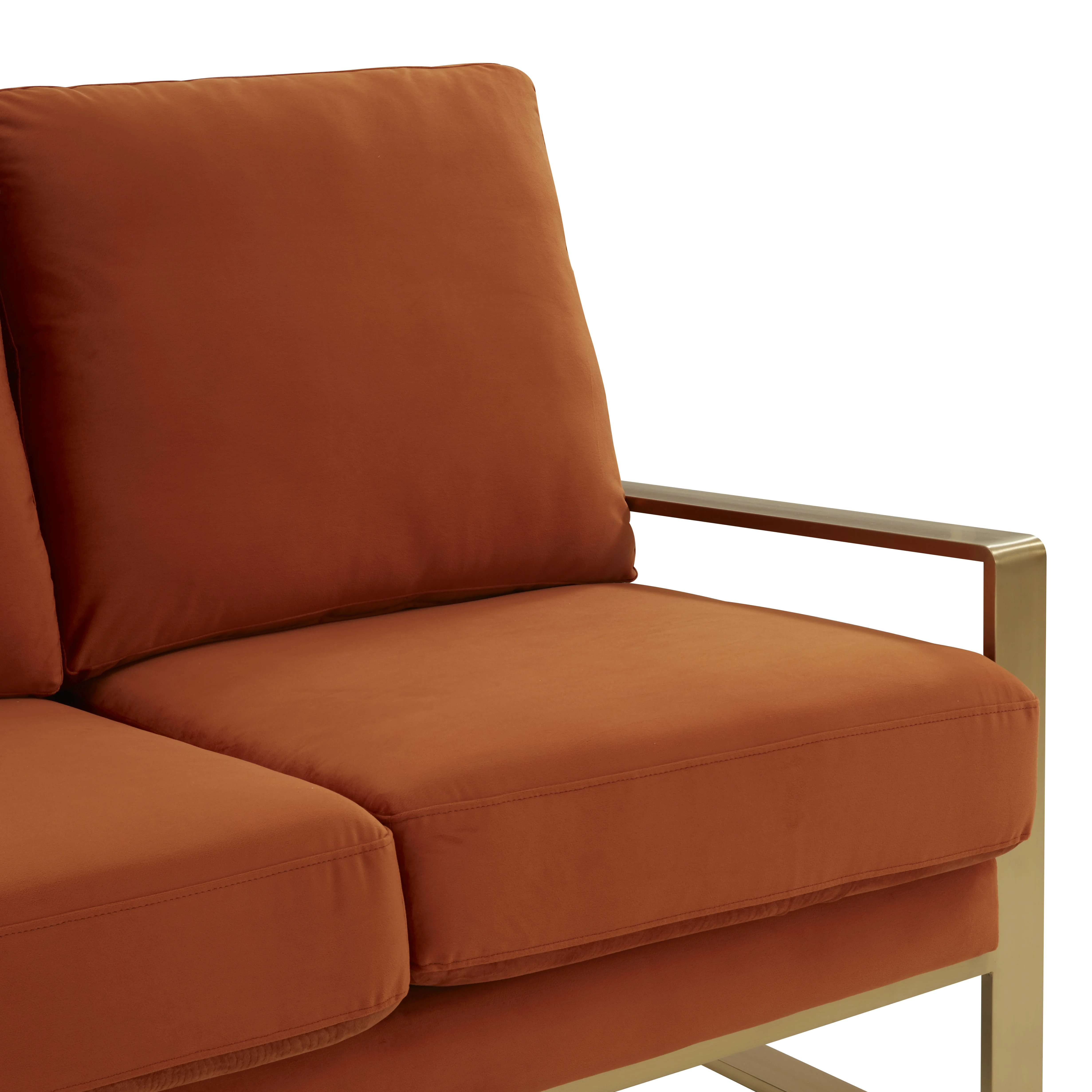 Jefferson Contemporary Modern Design Velvet Sofa With Gold Frame.