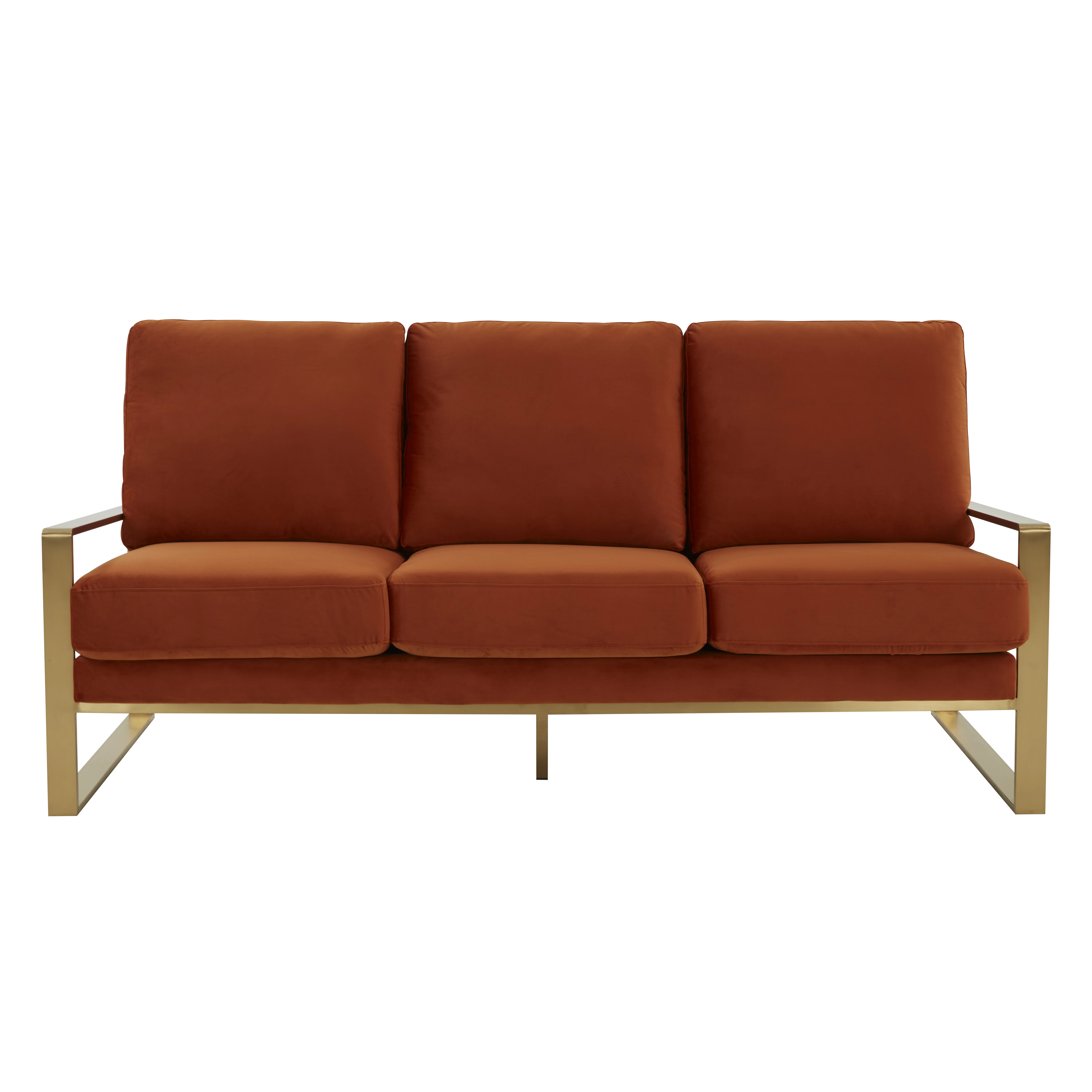 Jefferson Contemporary Modern Design Velvet Sofa With Gold Frame.