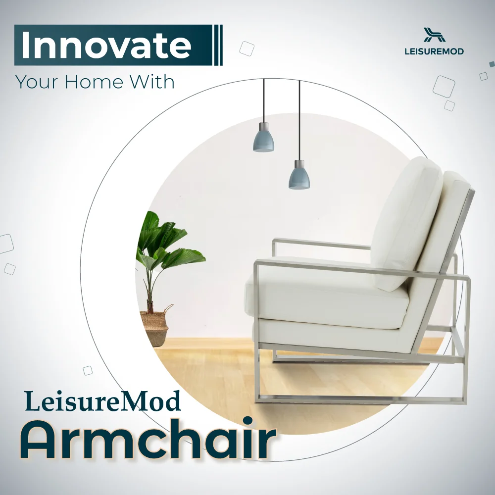 Jefferson Leather Modern Design Accent Armchair With Elegant Silver Frame