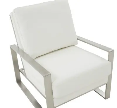 Jefferson Leather Modern Design Accent Armchair With Elegant Silver Frame