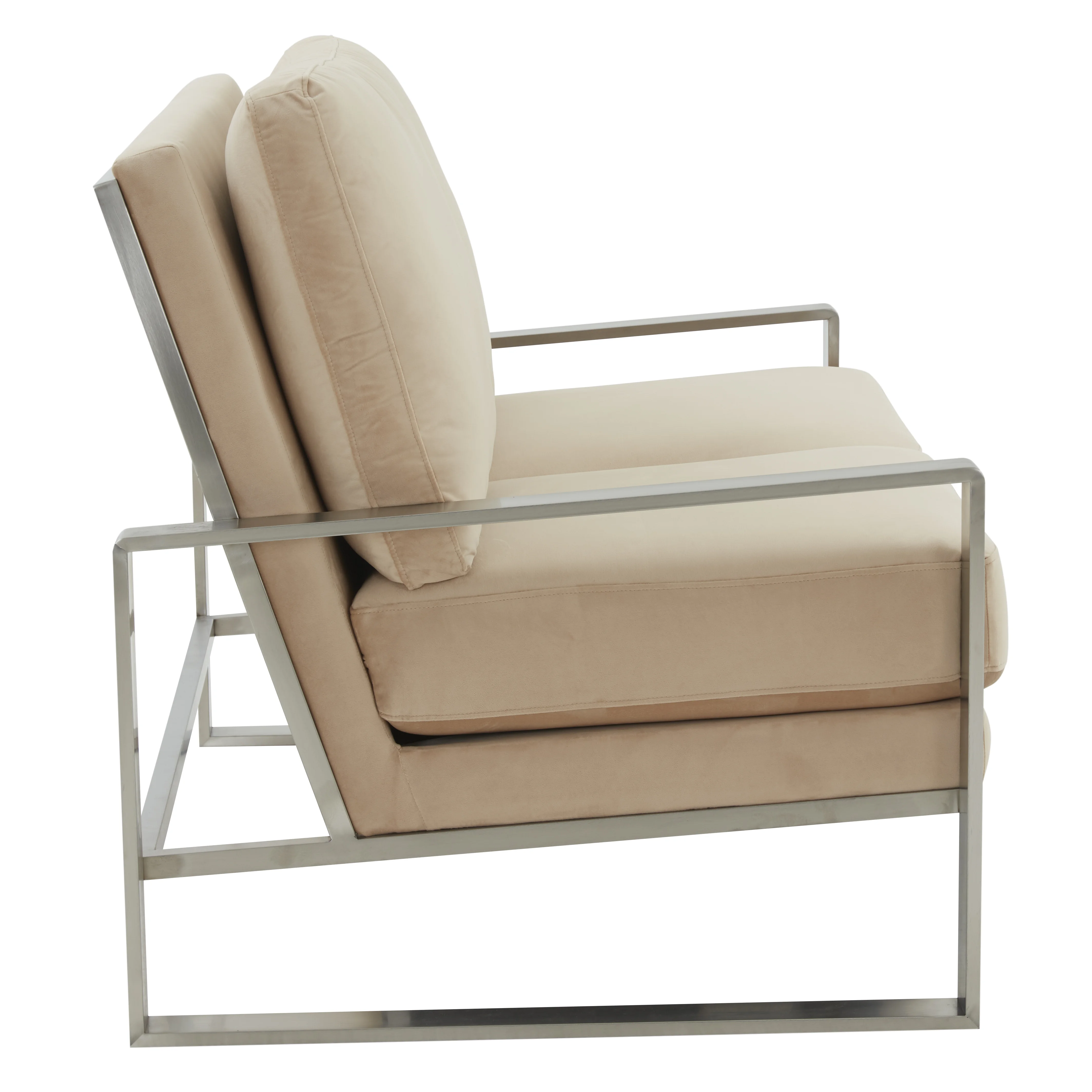 Jefferson Contemporary Modern Velvet Loveseat With Silver Frame