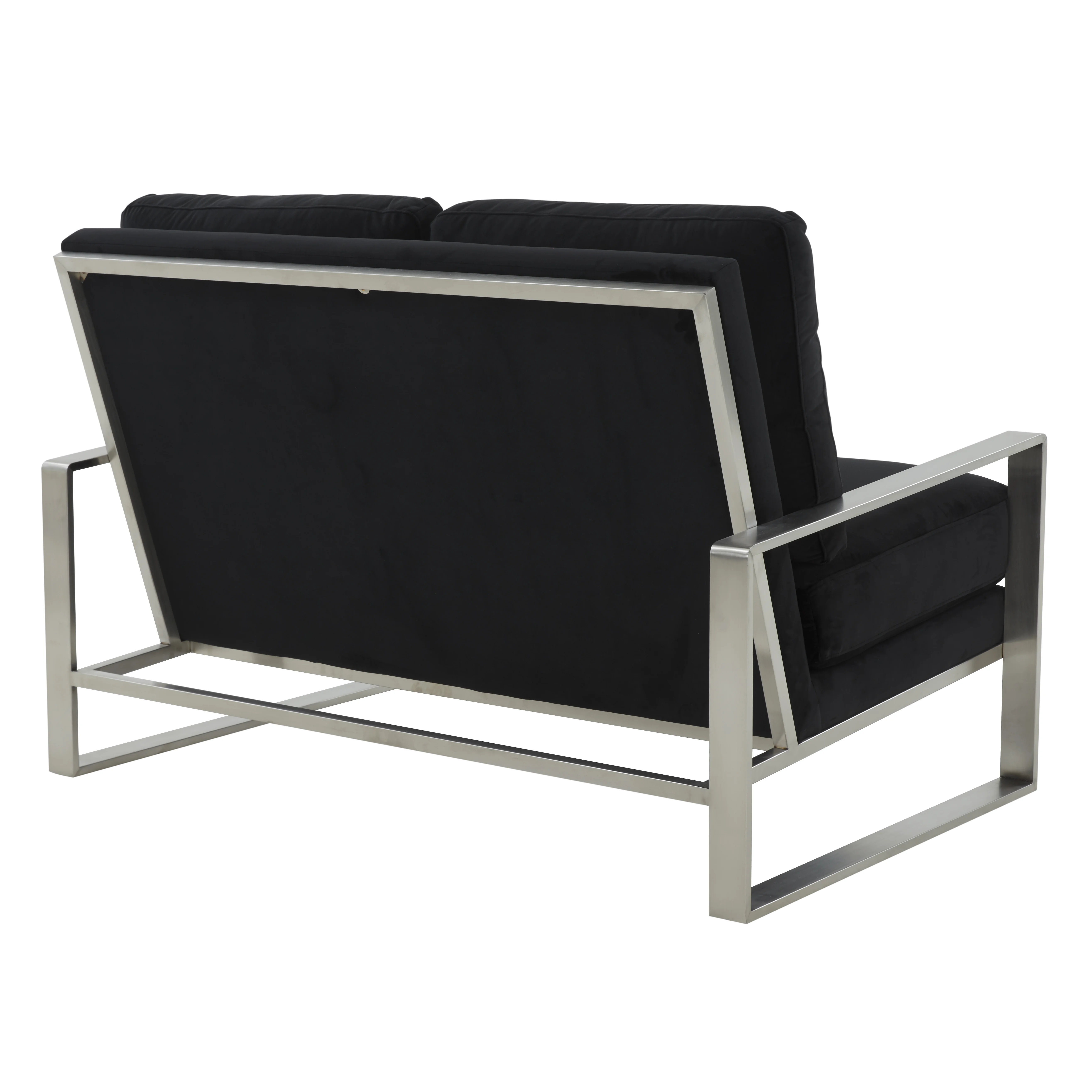 Jefferson Contemporary Modern Velvet Loveseat With Silver Frame