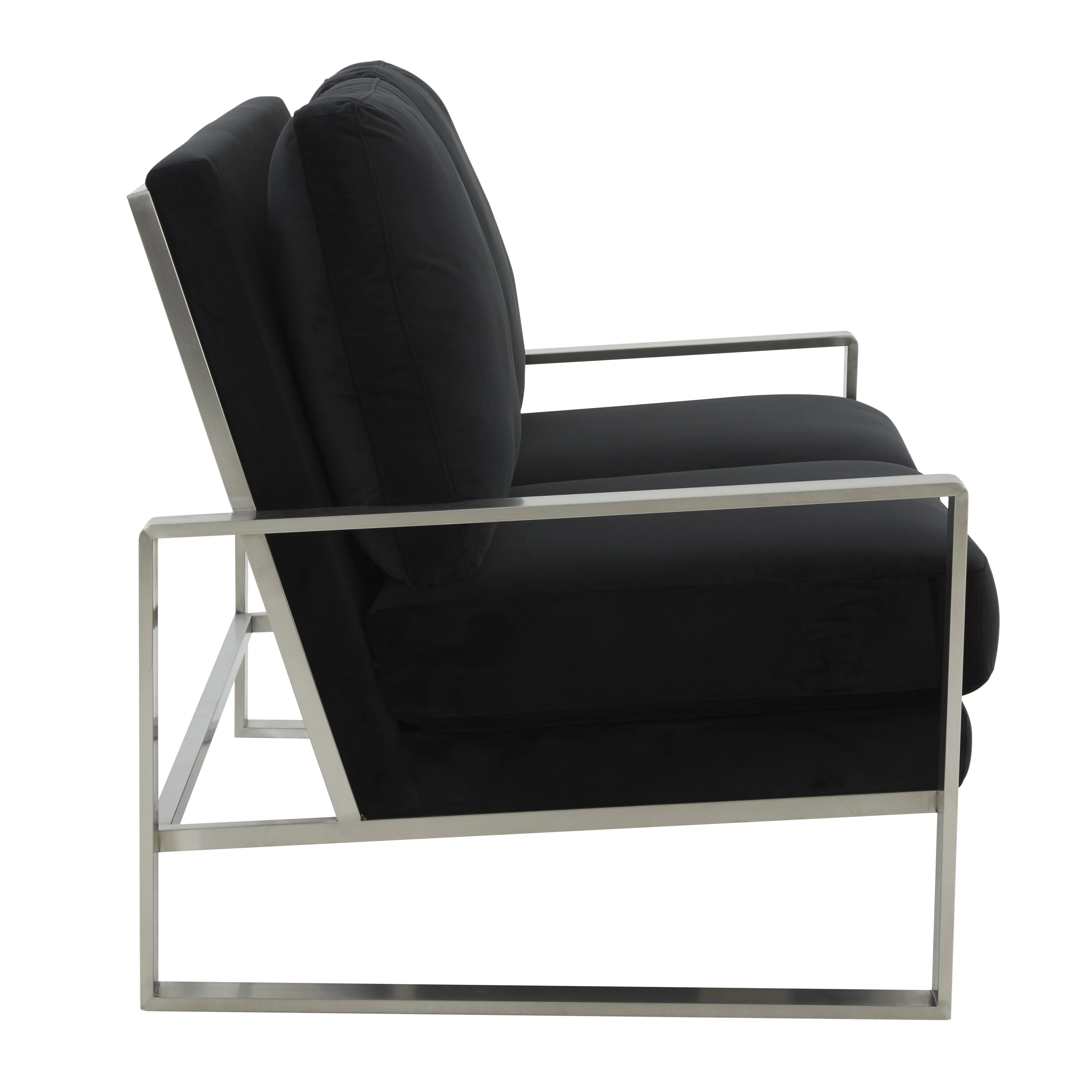 Jefferson Contemporary Modern Velvet Loveseat With Silver Frame