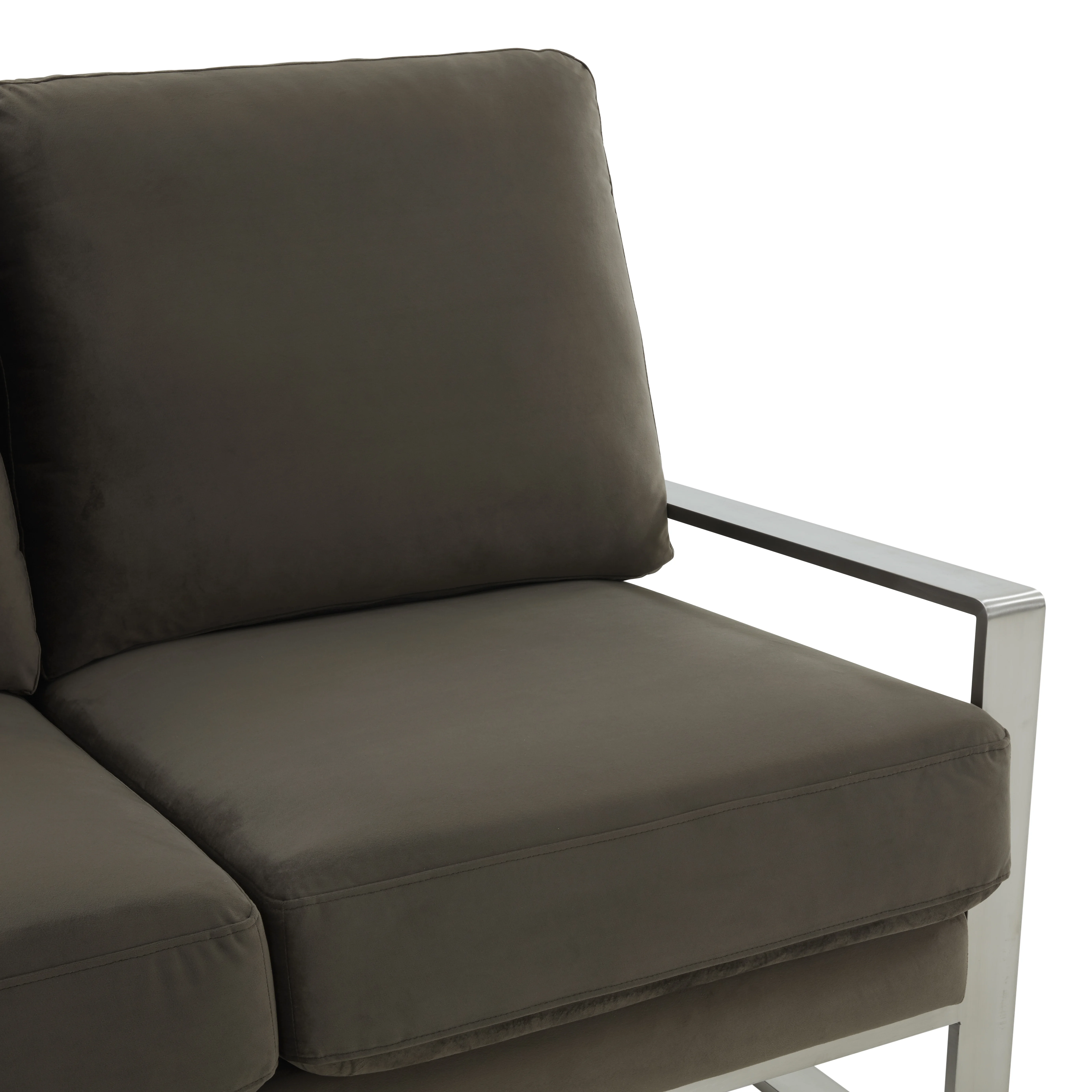 Jefferson Contemporary Modern Velvet Loveseat With Silver Frame