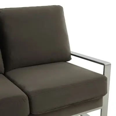 Jefferson Contemporary Modern Velvet Loveseat With Silver Frame