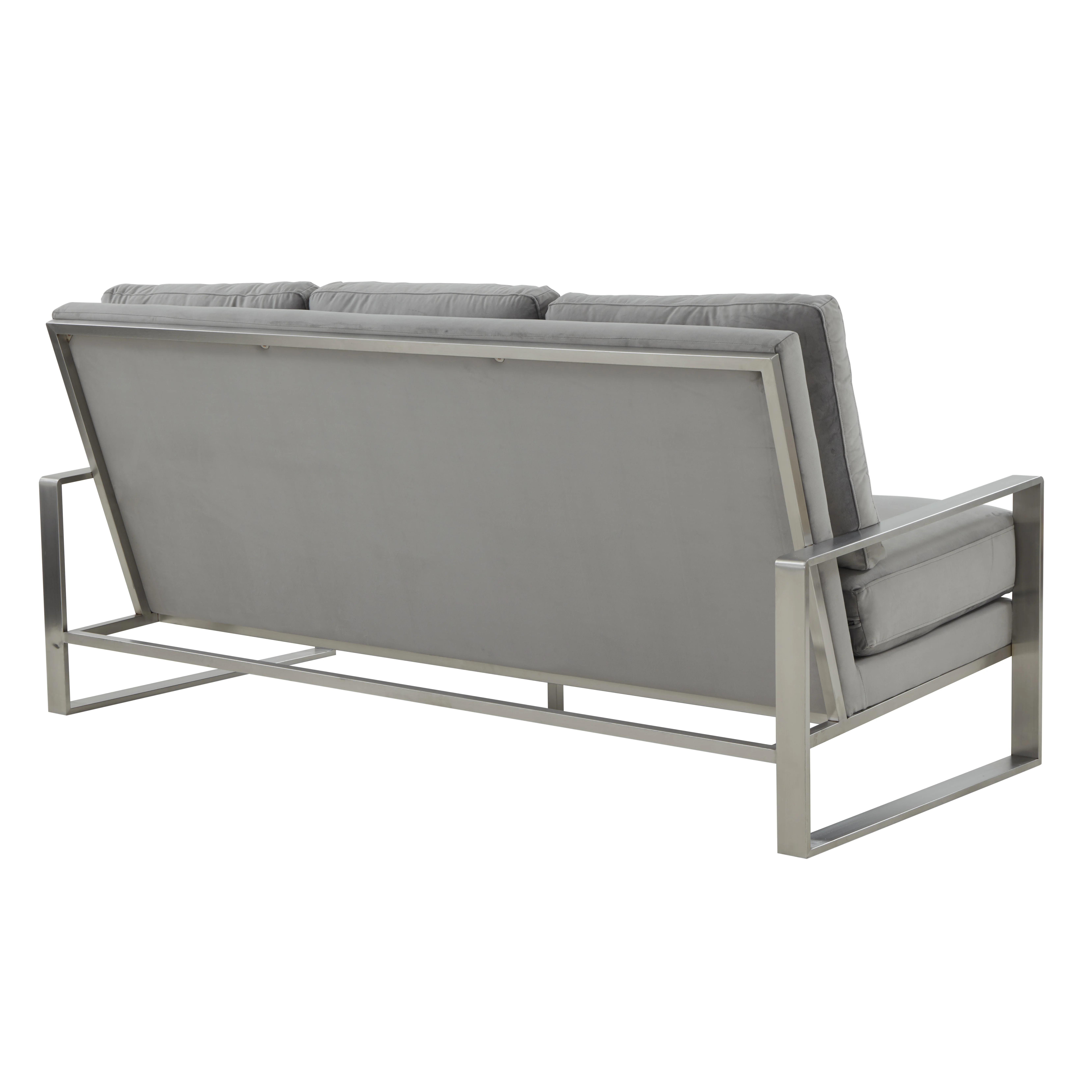Jefferson Contemporary Modern Design Velvet Sofa With Silver Frame