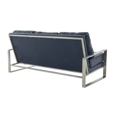 Jefferson Contemporary Modern Design Leather Sofa With Silver Frame