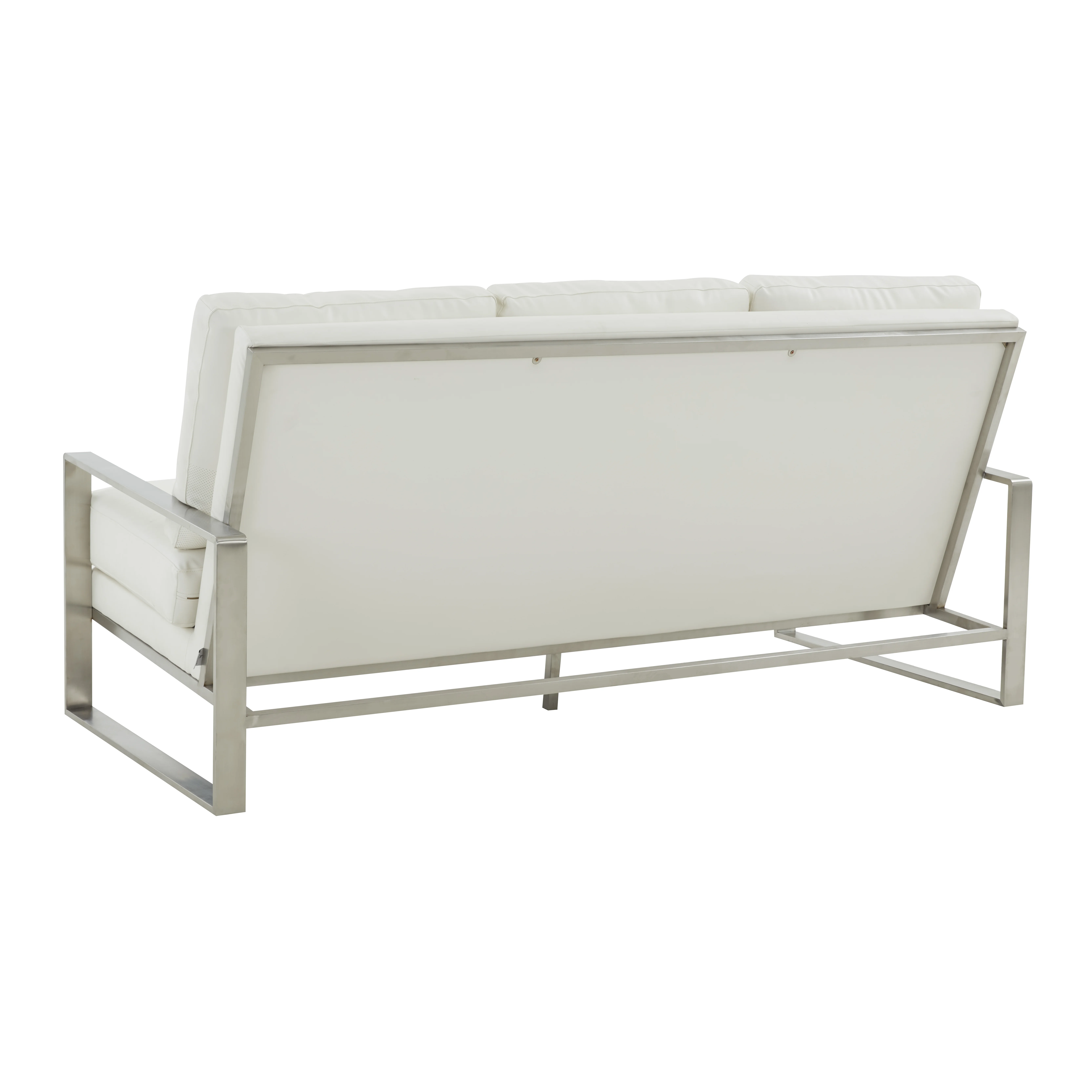 Jefferson Contemporary Modern Design Leather Sofa With Silver Frame