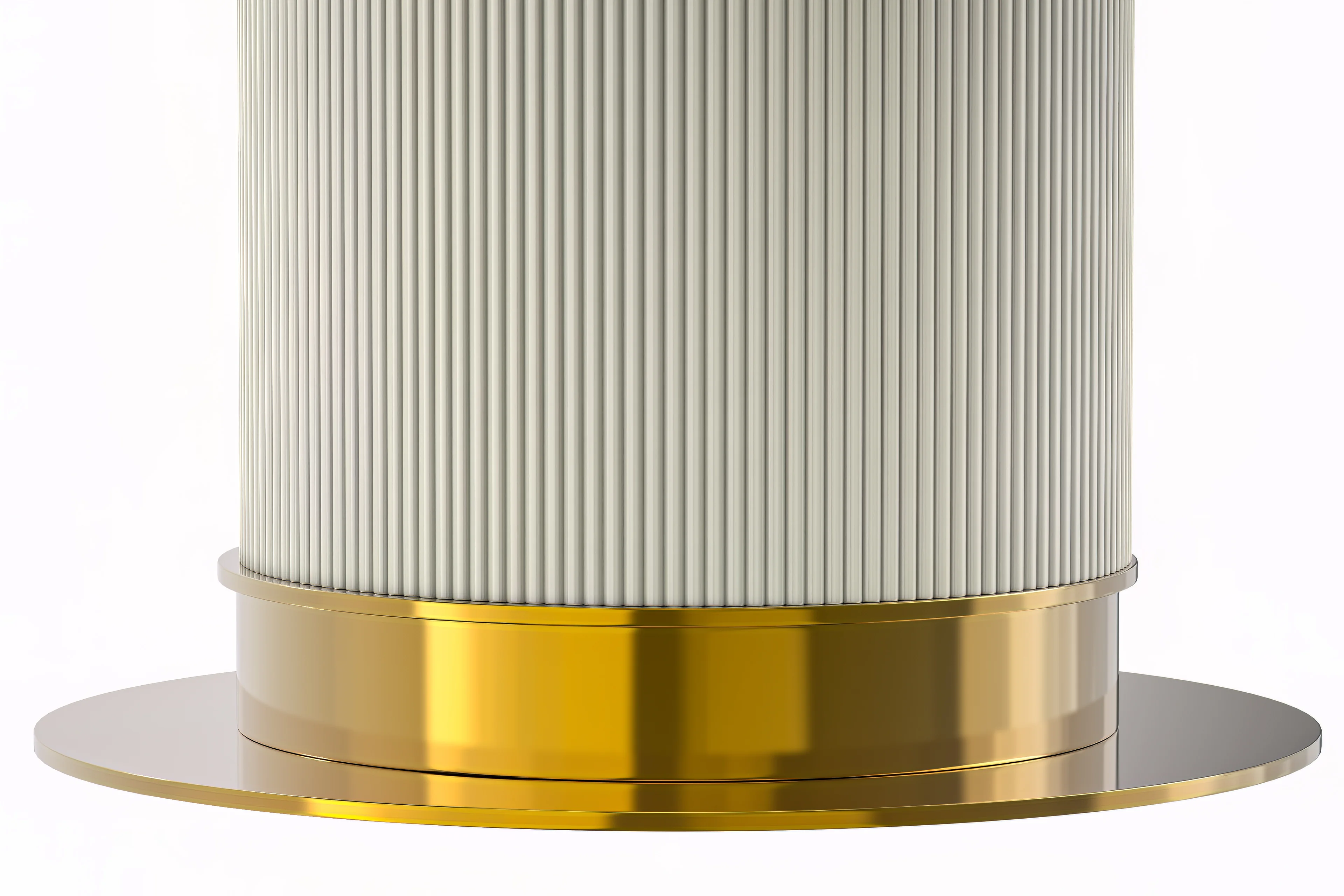 Jexis Series Round Dining Table White\Gold Base with 60 Round White/Gold Sintered Stone Top