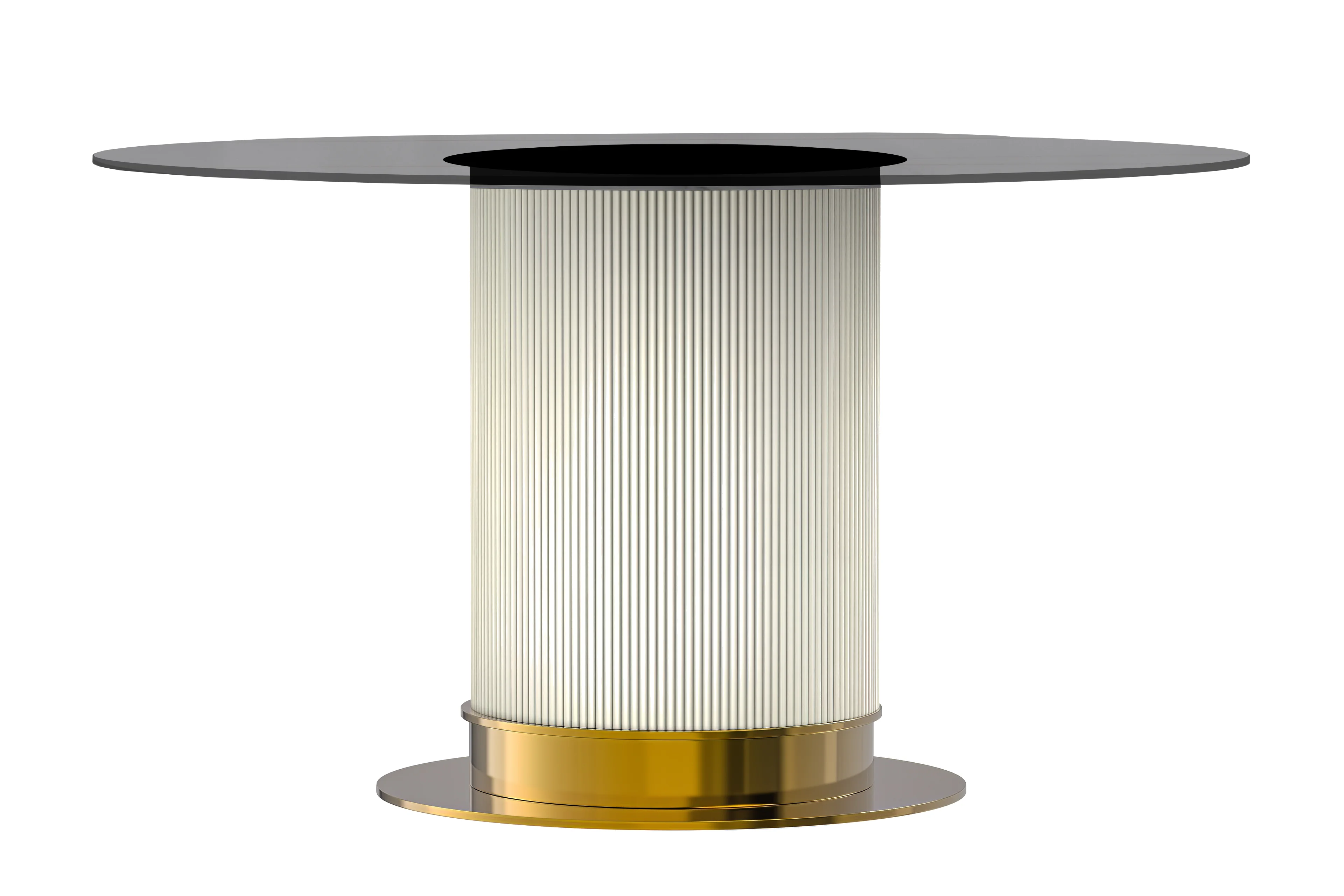 Jexis Series Round Dining Ta...Gold Base with 71" Round Clear Glass Top