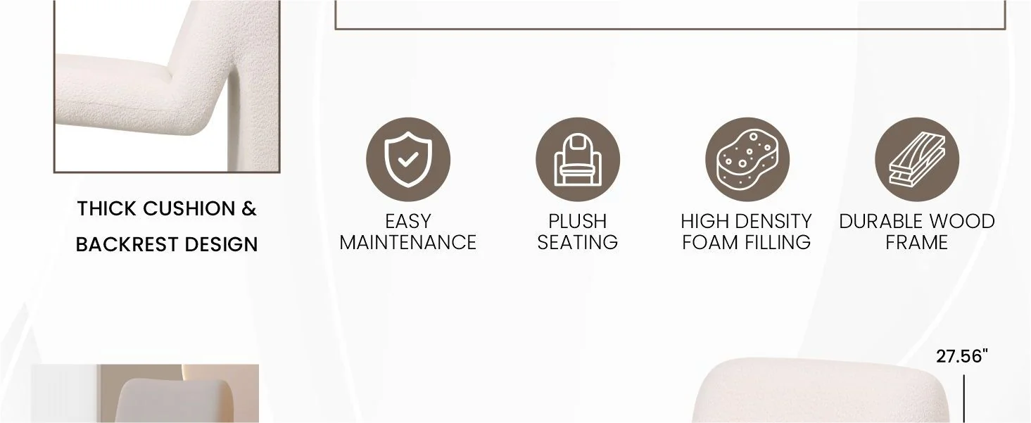 Klyx Collection Modern Accent Chair in White Boucle