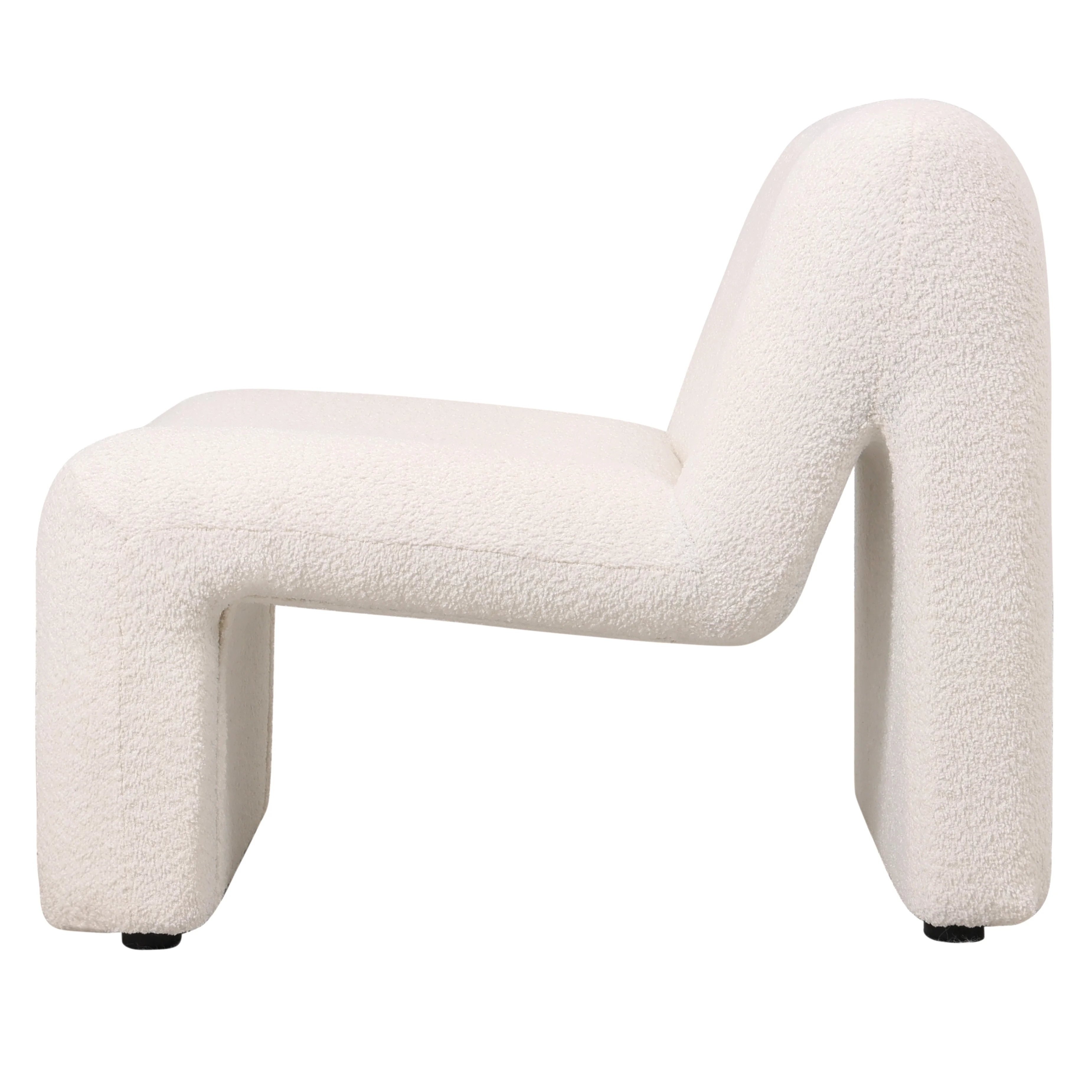 Klyx Collection Modern Accent Chair in White Boucle