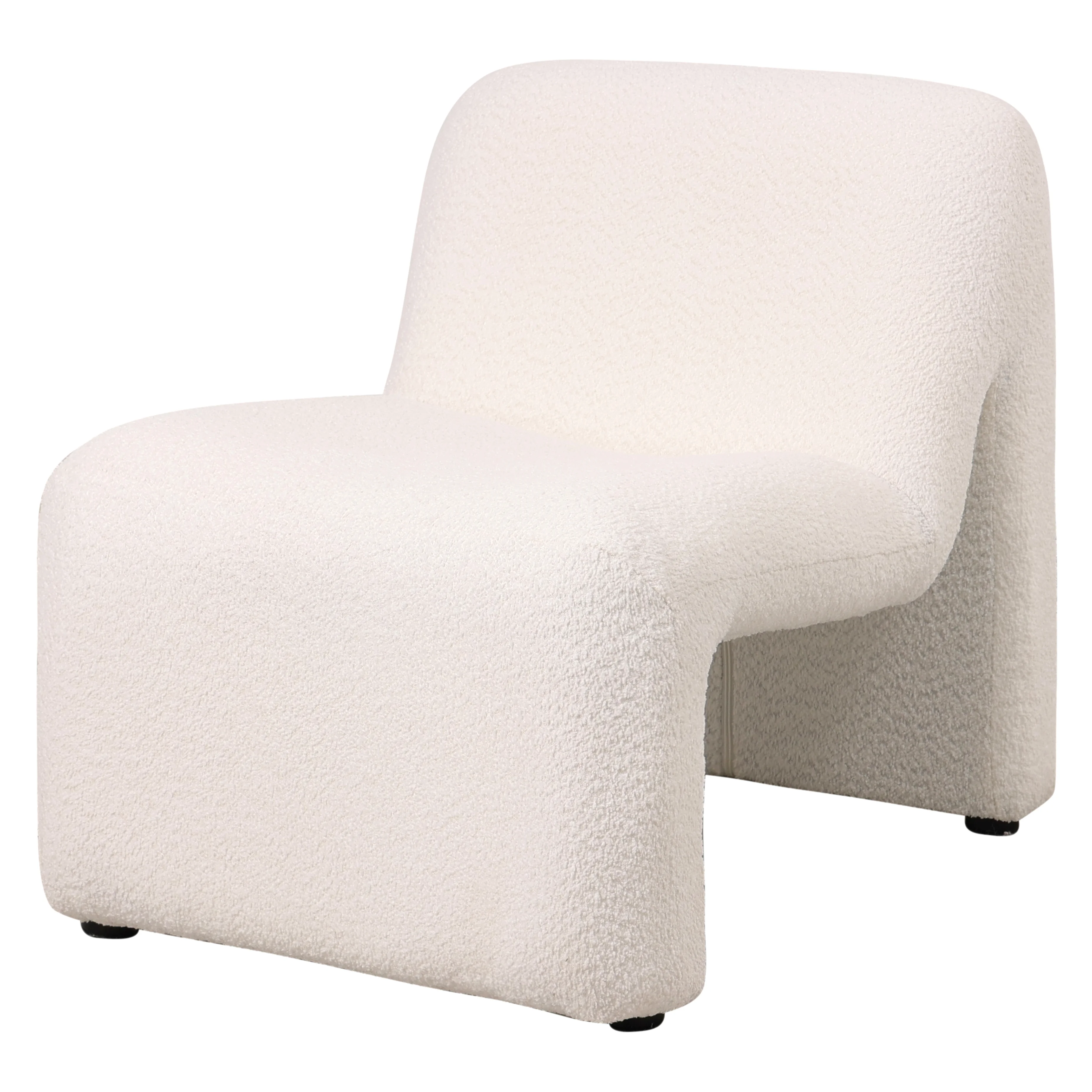 Klyx Collection Modern Accent Chair in White Boucle