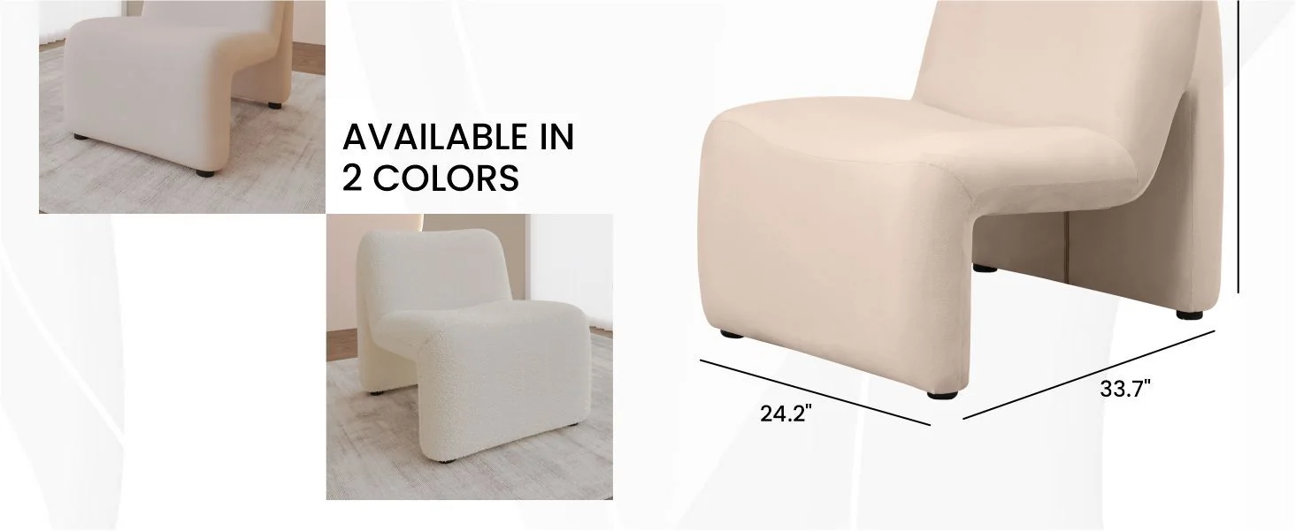 Klyx Collection Modern Accent Chair in Beige Velvet