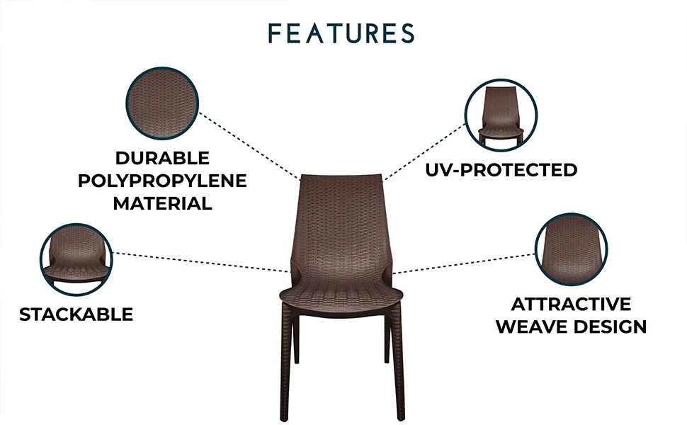 Kent Outdoor Patio Plastic Dining Chair, Set of 4