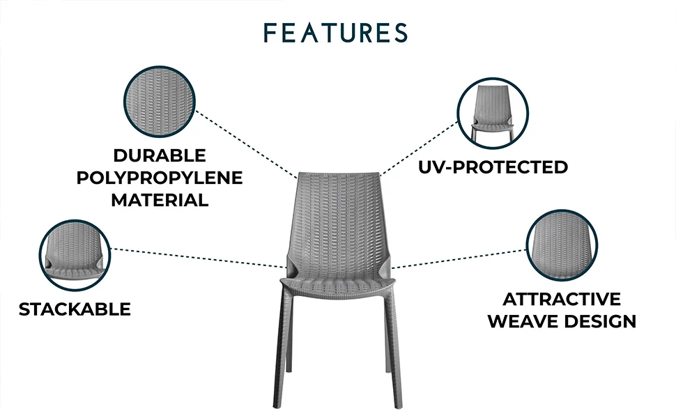 Kent Outdoor Patio Plastic Dining Chair, Set of 2