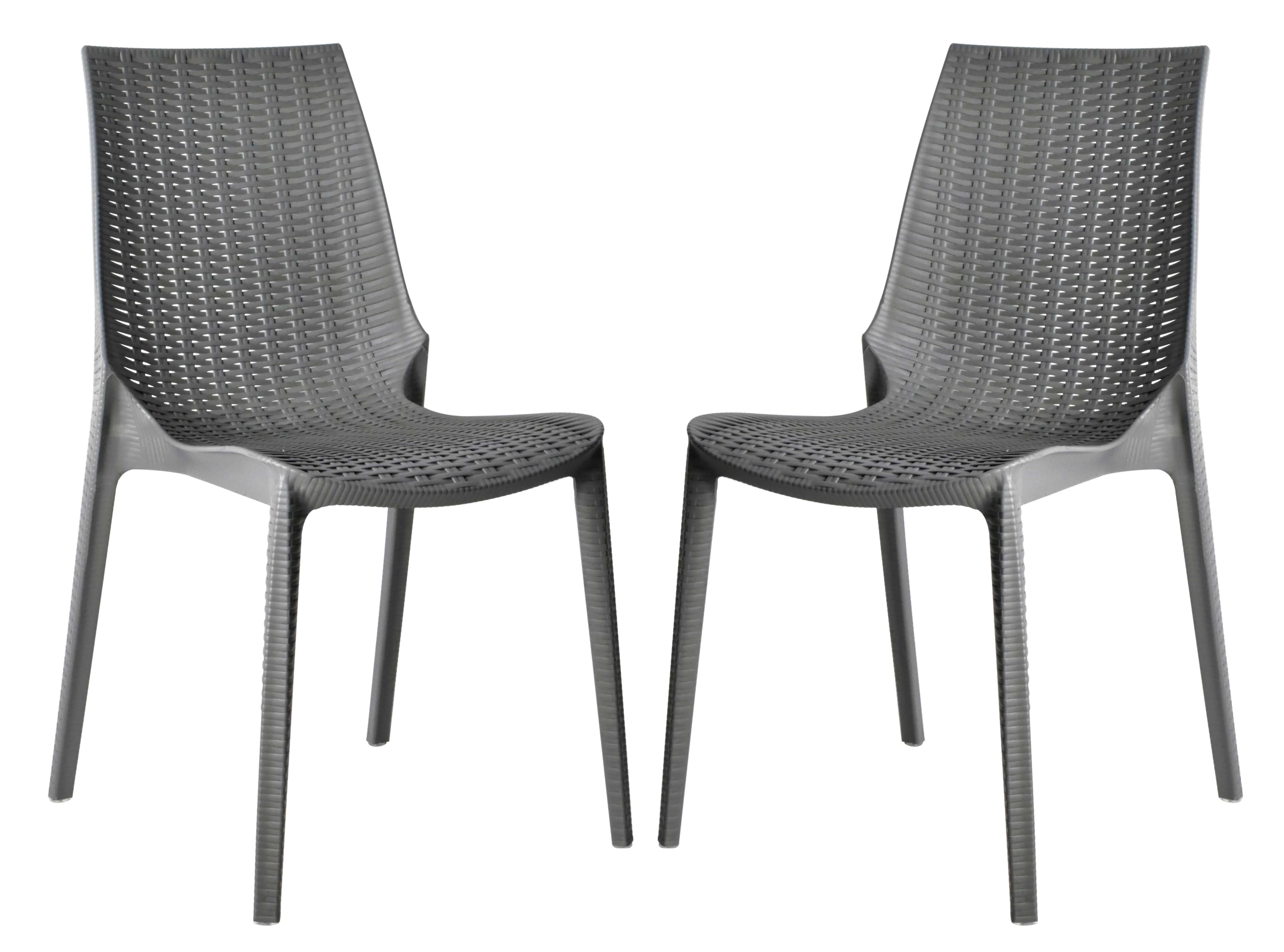 Kent Outdoor Patio Plastic Dining Chair, Set of 2