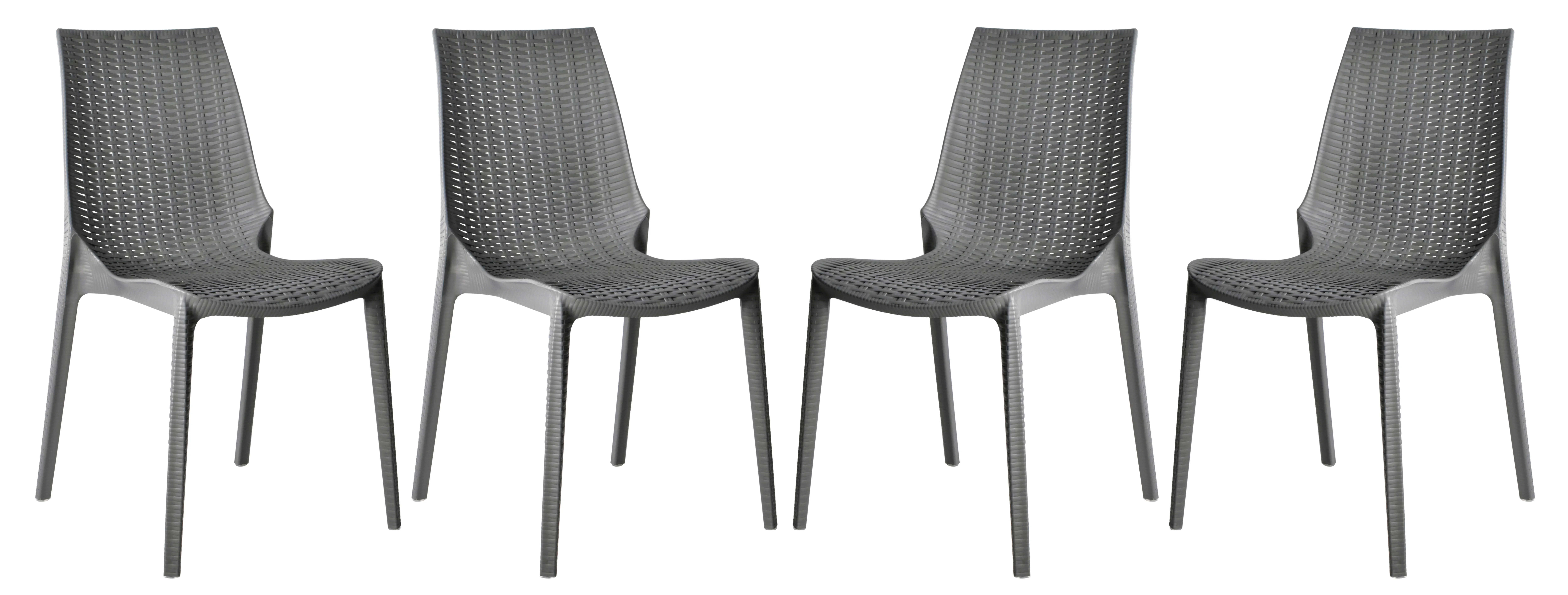 Kent Outdoor Patio Plastic Dining Chair, Set of 4