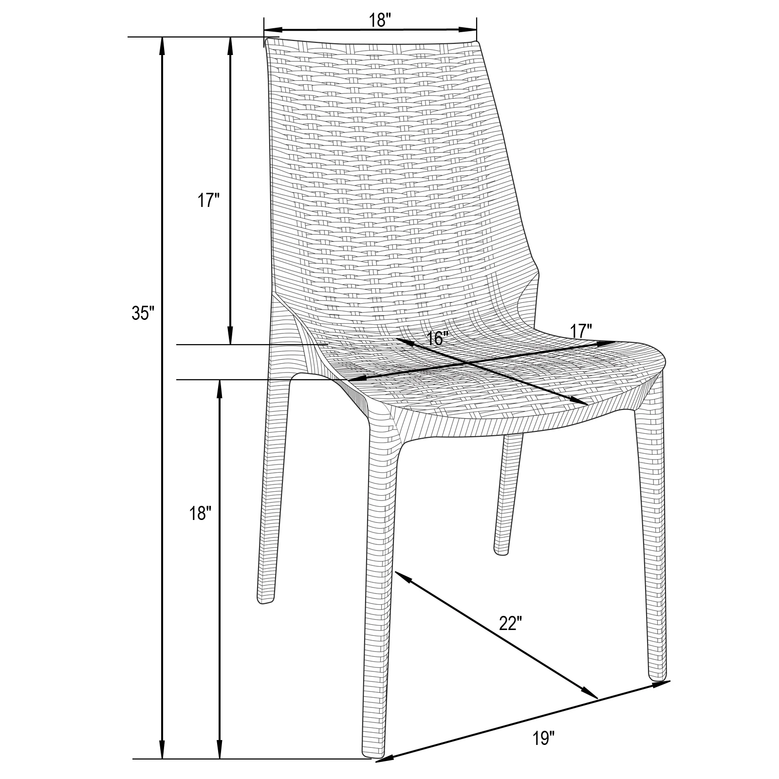 Kent Outdoor Patio Plastic Dining Chair