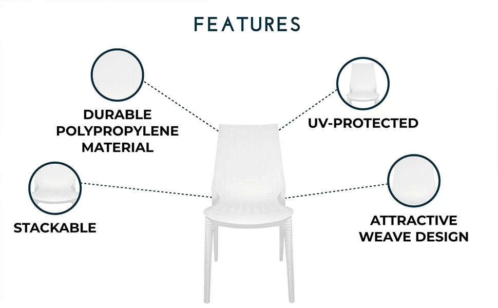 Kent Outdoor Patio Plastic Dining Chair, Set of 2