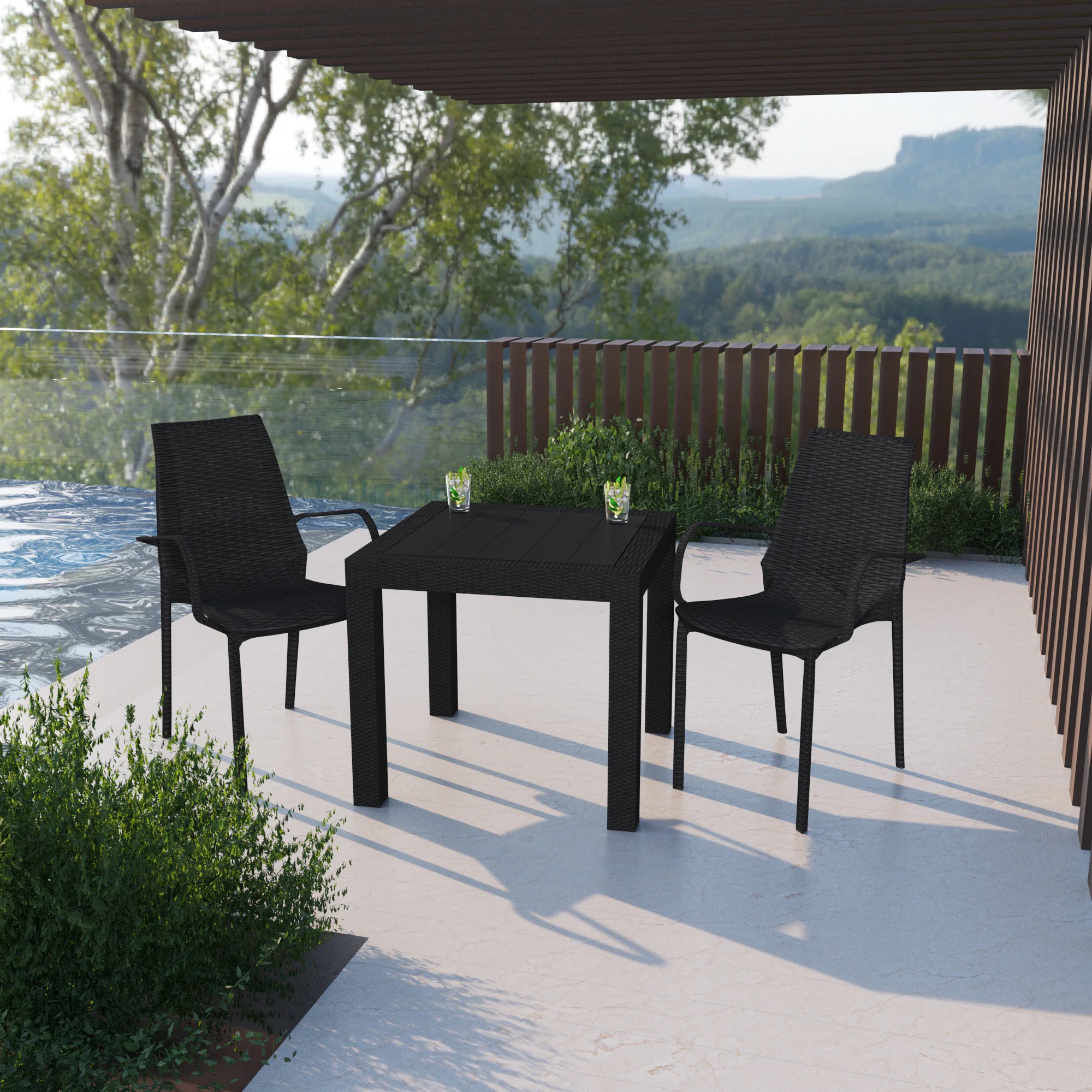 Kent Outdoor Patio Plastic Dining Arm Chair